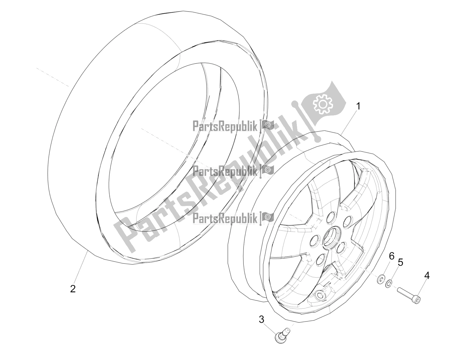 All parts for the Front Wheel of the Vespa GTS 150 3V IE ABS 2019