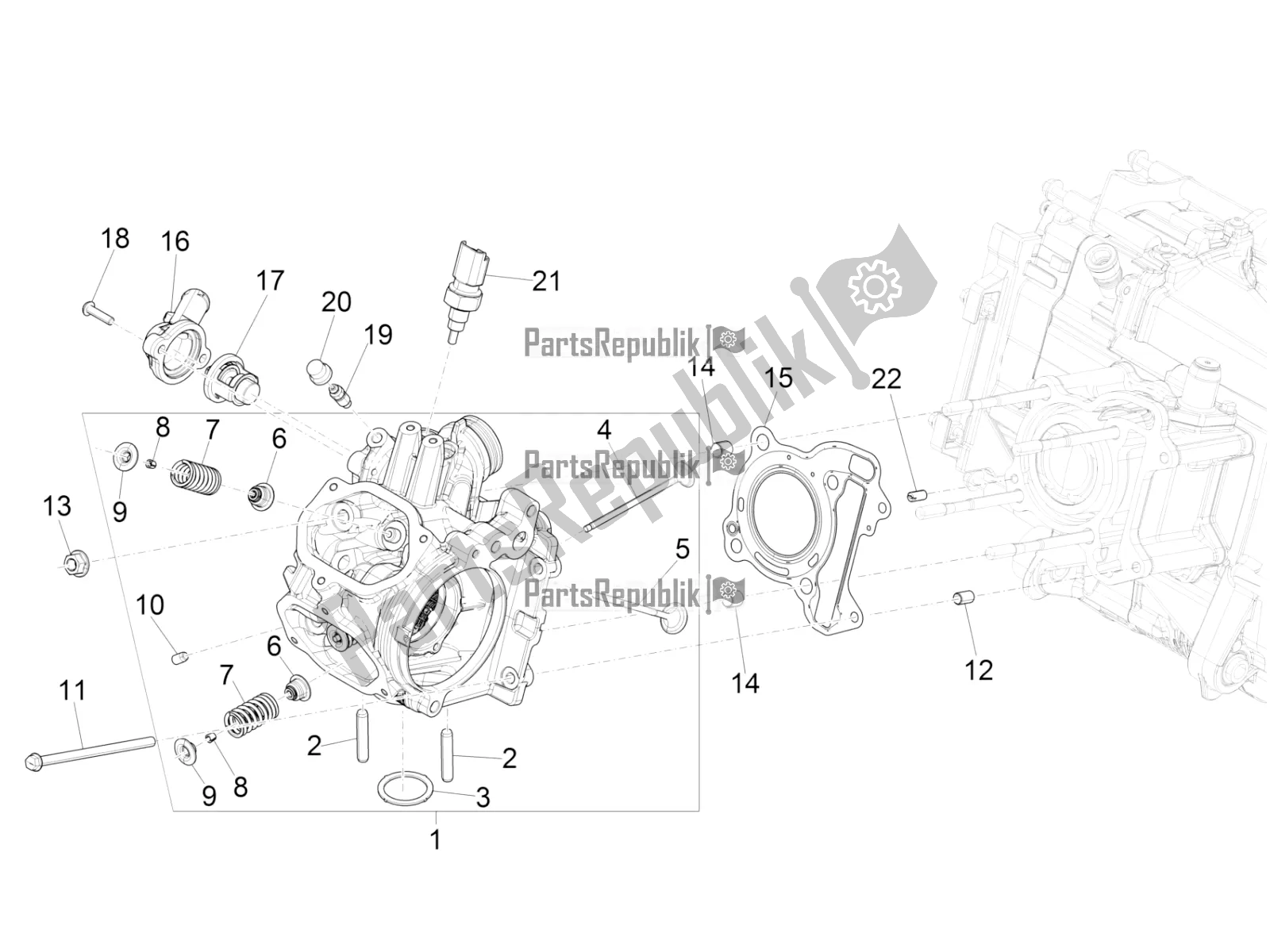 Toutes les pièces pour le Unité De Tête - Valve du Vespa GTS 150 3V IE ABS 2019