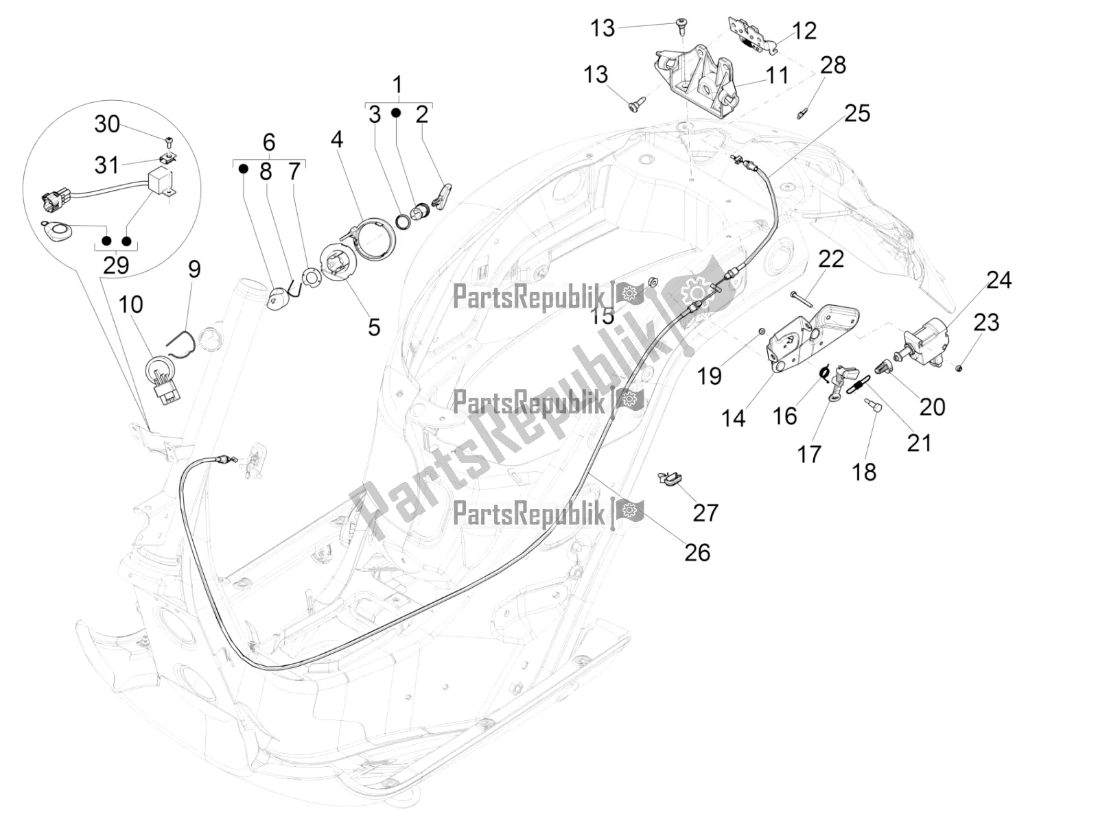 Tutte le parti per il Serrature del Vespa GTS 150 3V IE ABS 2019