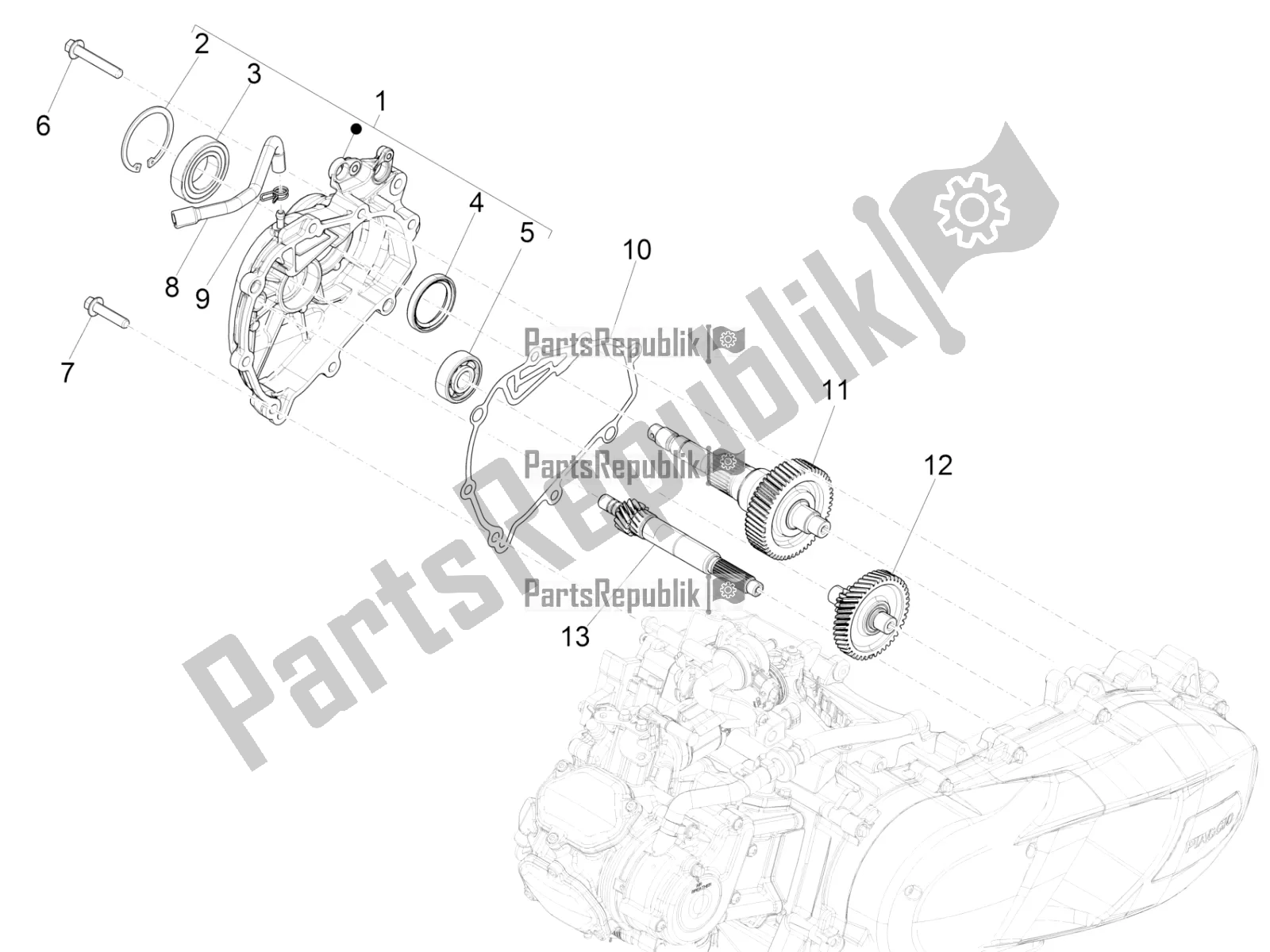 Toutes les pièces pour le Unité De Réduction du Vespa GTS 150 3V IE ABS 2019