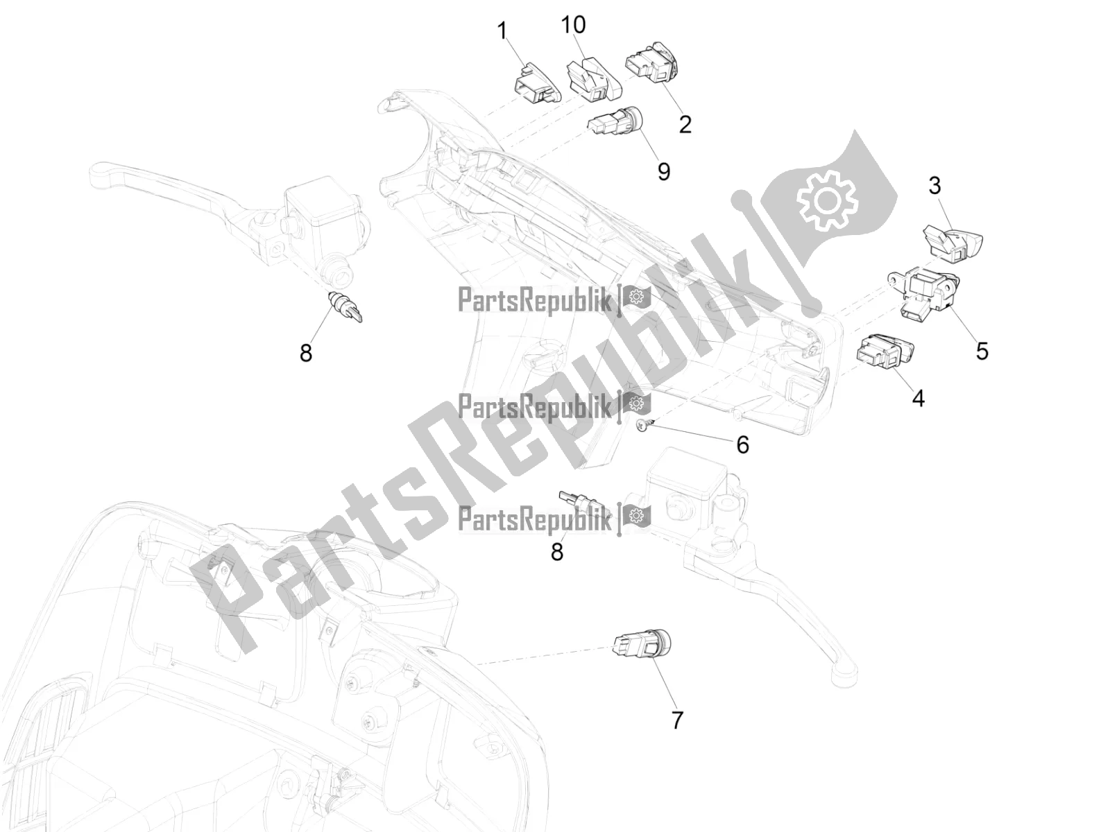 Toutes les pièces pour le Sélecteurs - Interrupteurs - Boutons du Vespa GTS 150 3V IE ABS 2019