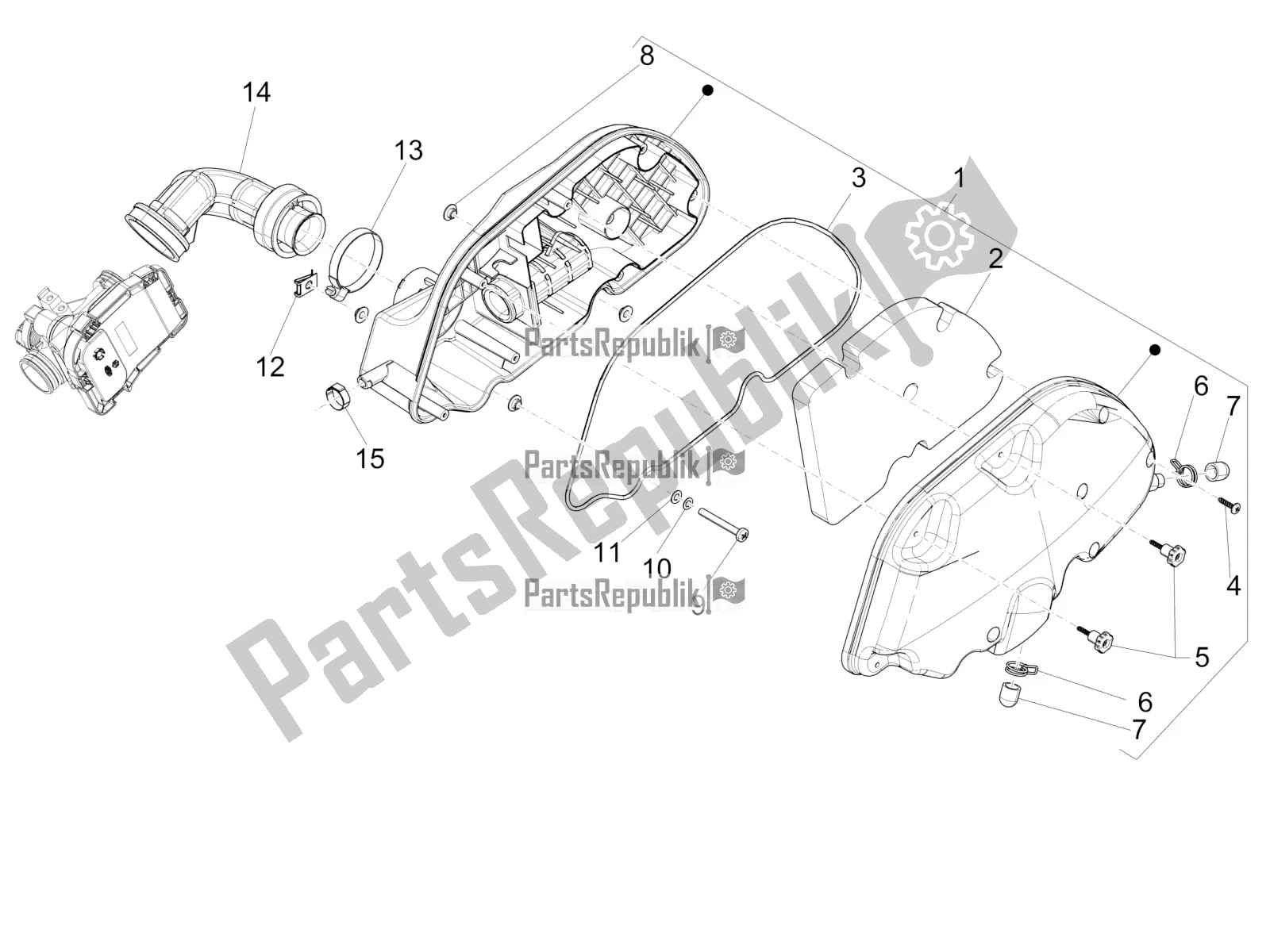 All parts for the Air Filter of the Vespa GTS 150 Super 3V IE 2016