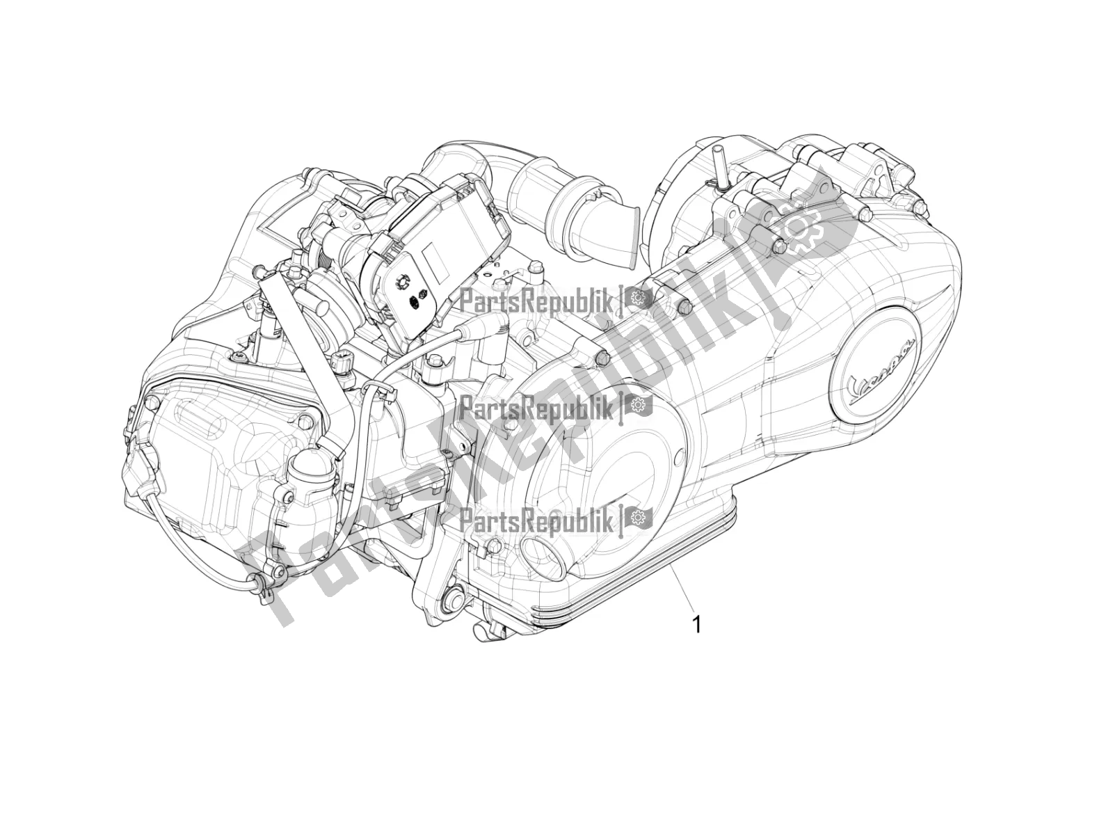 All parts for the Engine, Assembly of the Vespa GTS 150 Super 3V IE 2016