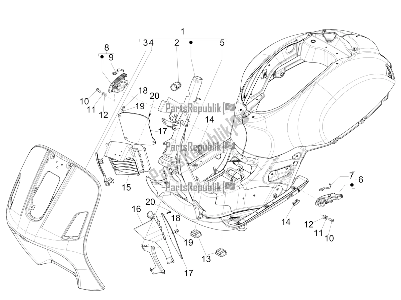 All parts for the Frame/bodywork of the Vespa GTS 150 Super 3V IE 2016