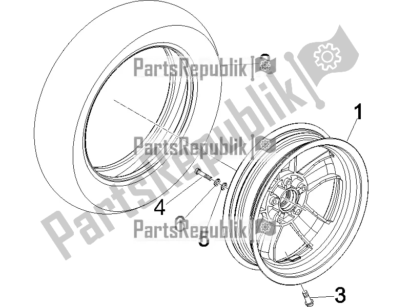 All parts for the Front Wheel of the Vespa GTS 150 Super 3V IE 2016