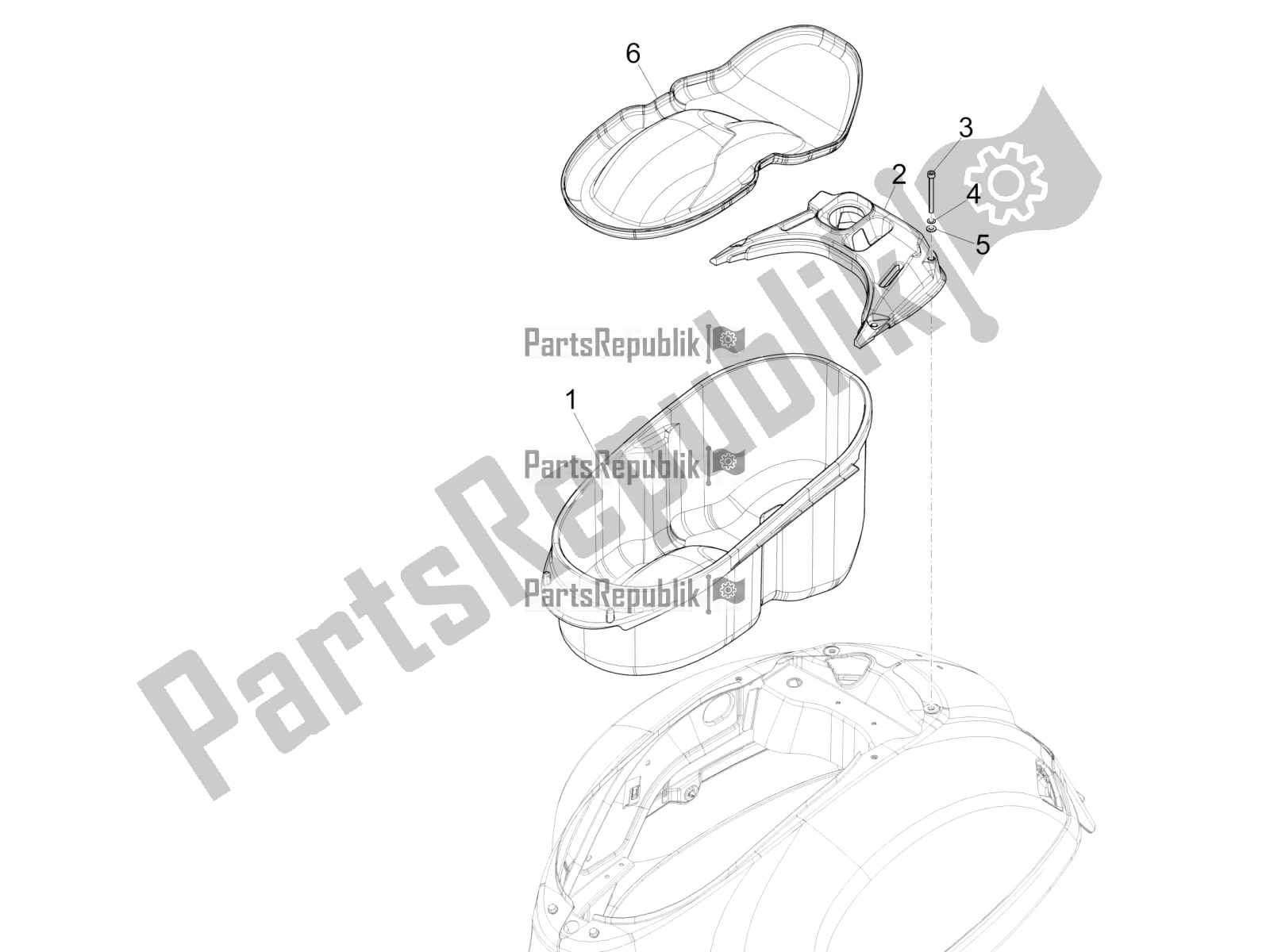 All parts for the Helmet Huosing - Undersaddle of the Vespa GTS 150 Super 3V IE 2016