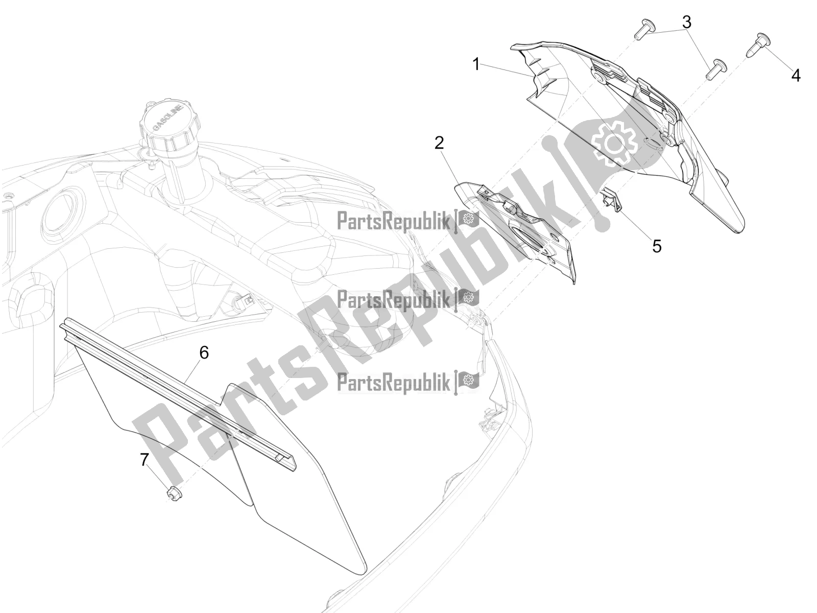 All parts for the Rear Cover - Splash Guard of the Vespa GTS 150 Super 3V IE 2016