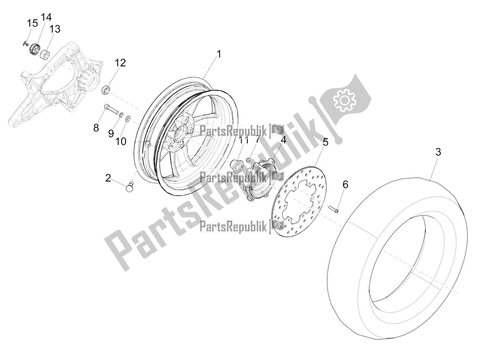 Toutes les pièces pour le Roue Arrière du Vespa GTS 150 Super 3V IE 2016