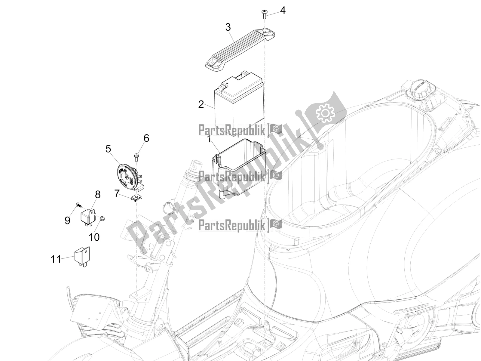 All parts for the Remote Control Switches - Battery - Horn of the Vespa GTS 150 Super 3V IE 2016