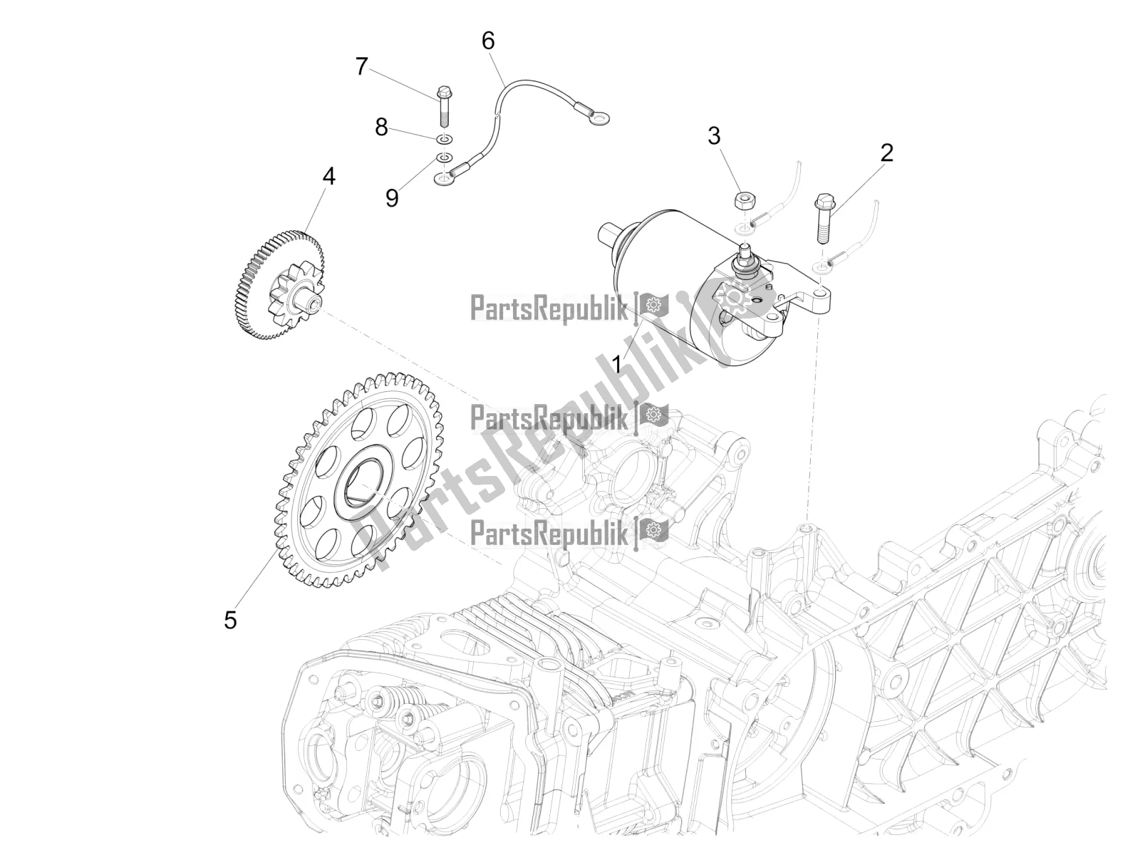 All parts for the Stater - Electric Starter of the Vespa GTS 150 Super 3V IE 2016