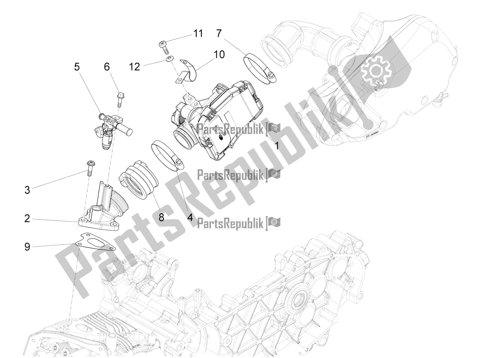 All parts for the Throttle Body - Injector - Induction Joint of the Vespa GTS 150 Super 3V IE 2016