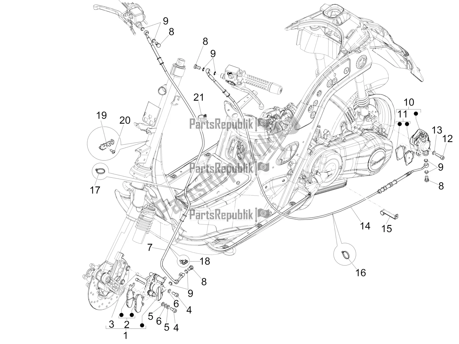 Toutes les pièces pour le Tuyaux De Freins - étriers du Vespa GTS 150 Super 3V IE 2017