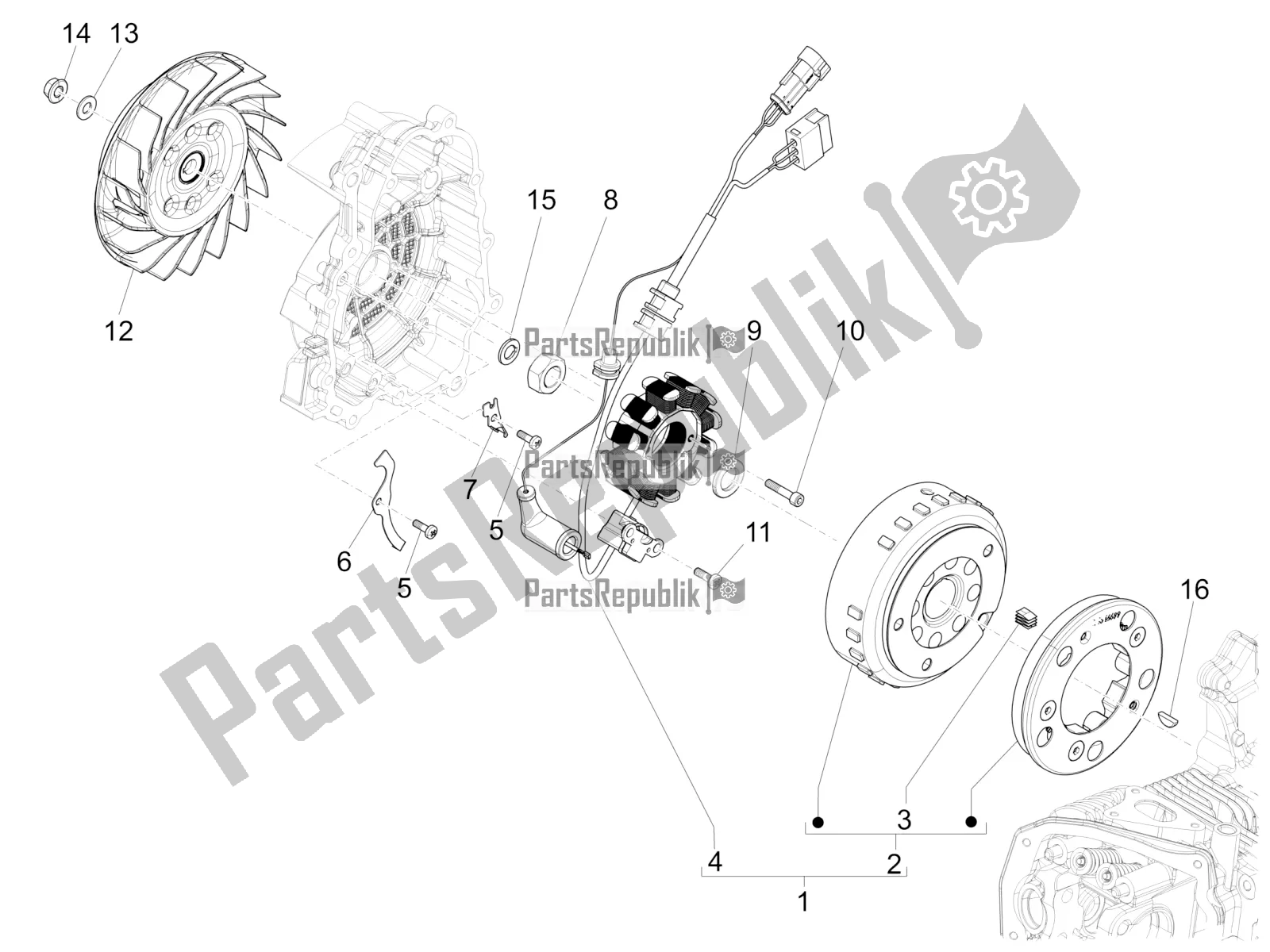 Tutte le parti per il Volano Magneto del Vespa GTS 150 Super 3V IE 2017