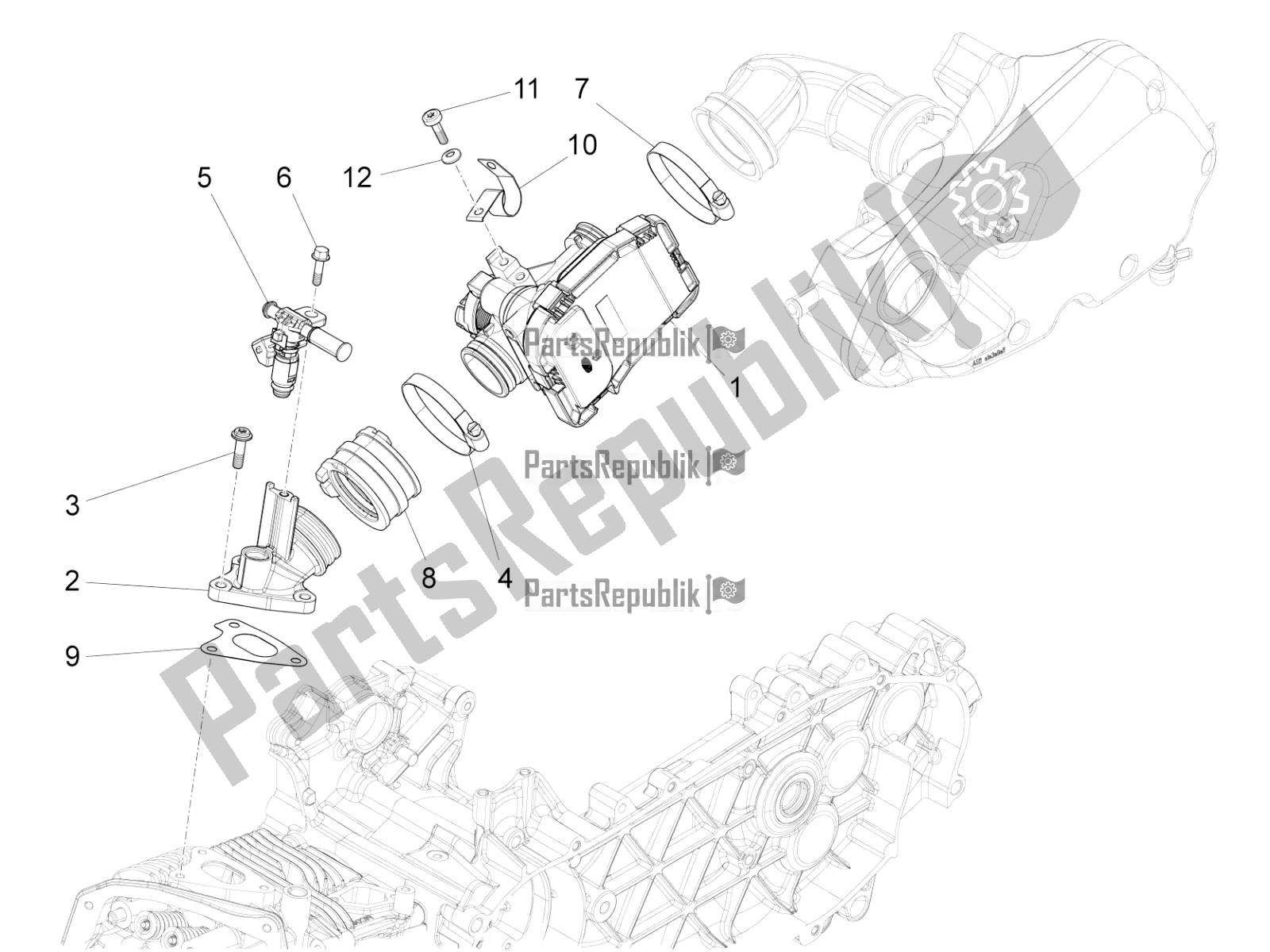 Tutte le parti per il Throttle Body - Injector - Induction Joint del Vespa GTS 150 Super 3V IE 2017