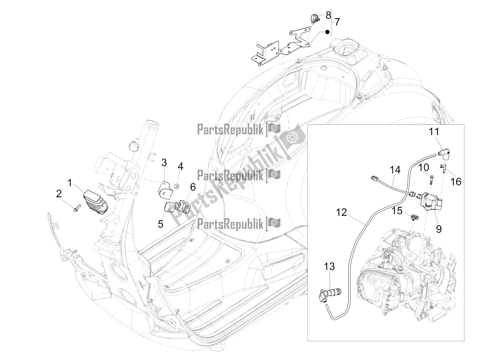 Toutes les pièces pour le Régulateurs De Tension - Unités De Commande électronique (ecu) - H. T. Bobine du Vespa GTS 150 Super 3V IE 2017