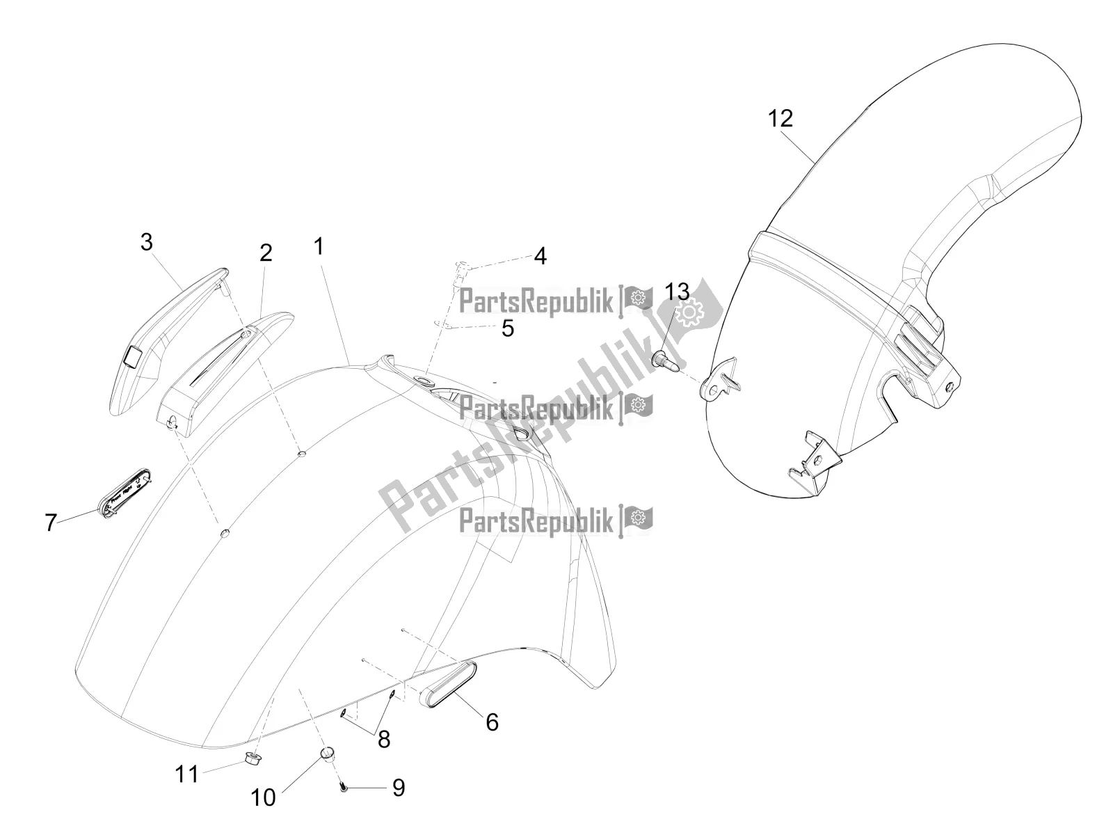 Todas las partes para Carcasa De La Rueda - Guardabarros de Vespa GTS 150 Super 3V IE 2017