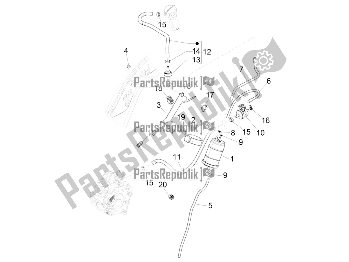 All parts for the Anti-percolation System of the Vespa GTS 150 Super 3V IE ABS 2017