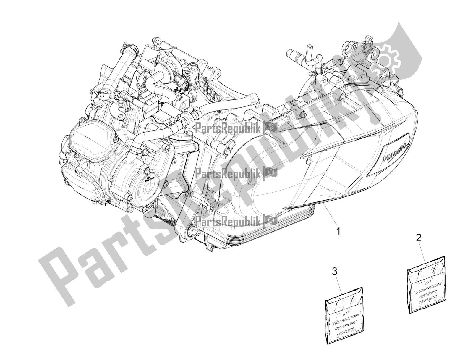 All parts for the Engine, Assembly of the Vespa GTS 150 Super 3V IE ABS 2017