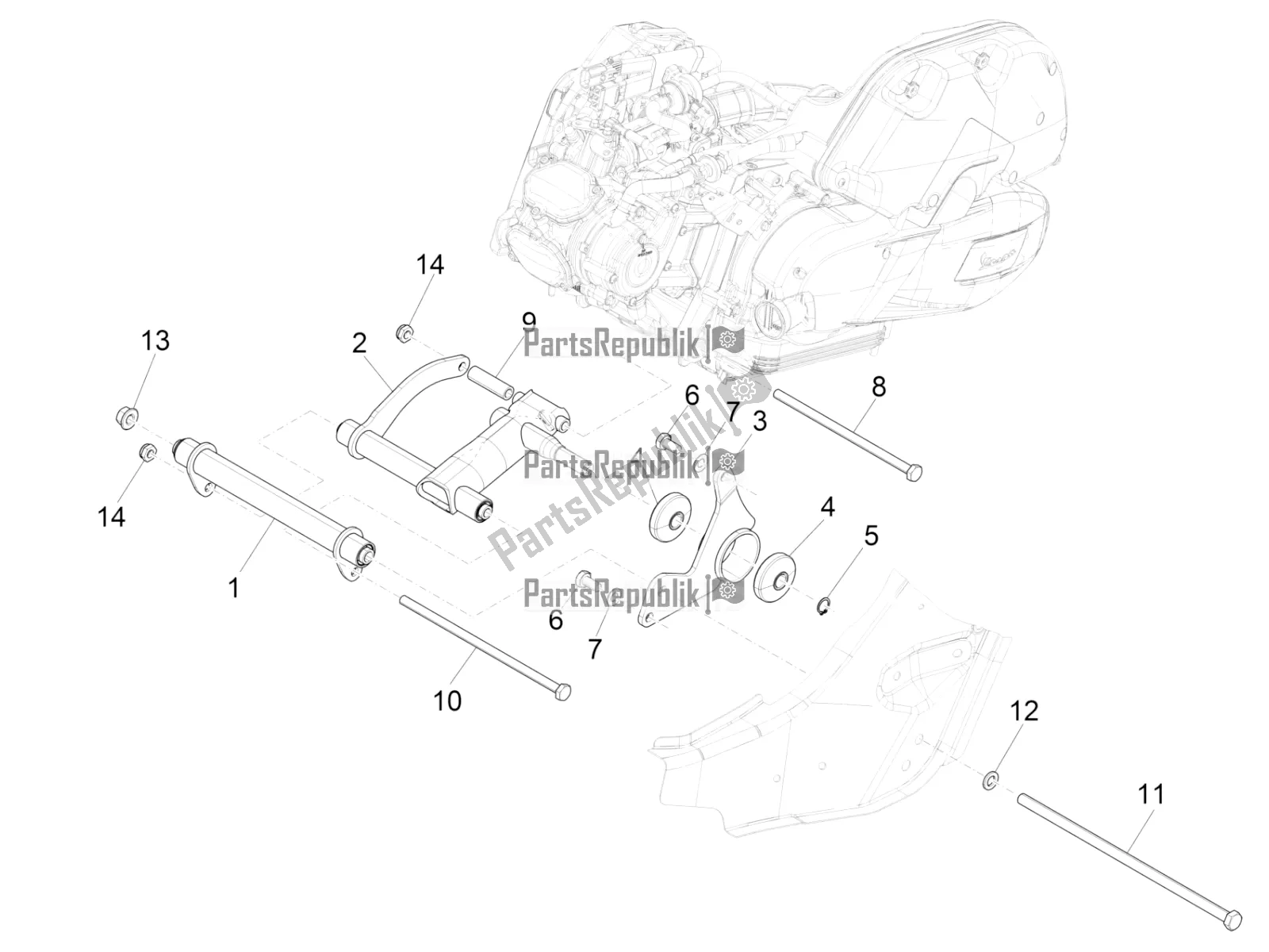 Todas las partes para Brazo Oscilante de Vespa GTS 150 Super 3V IE ABS 2017