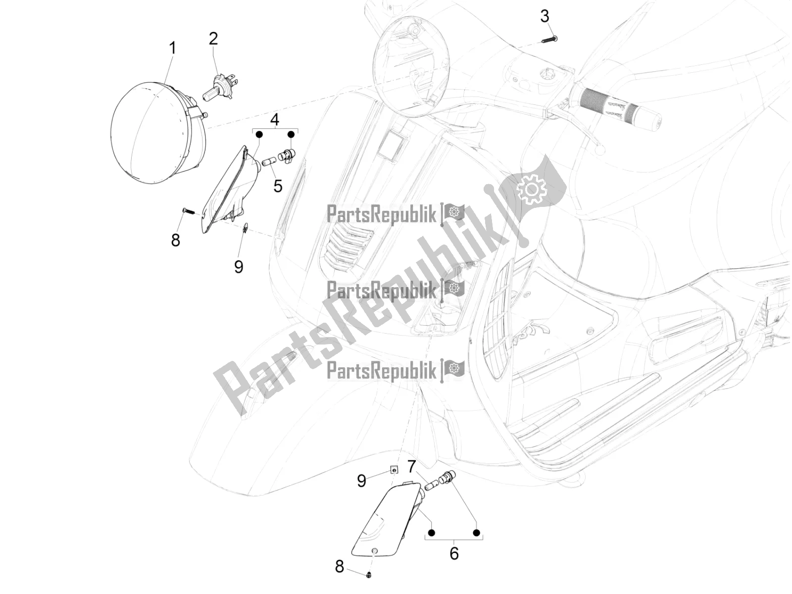 Toutes les pièces pour le Phares Avant - Clignotants du Vespa GTS 150 Super 3V IE ABS 2018