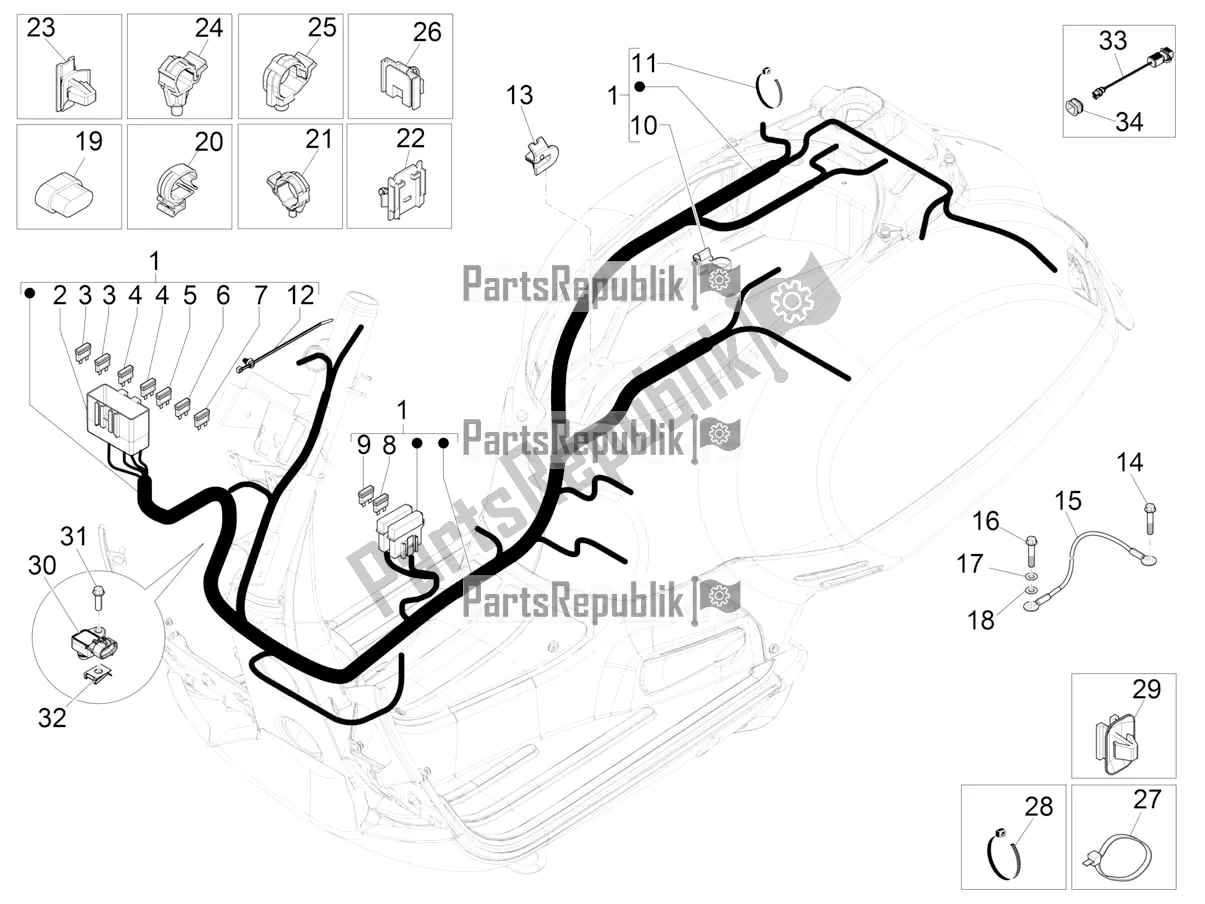 Toutes les pièces pour le Faisceau De Câbles Principal du Vespa GTS 150 Super 3V IE ABS 2018