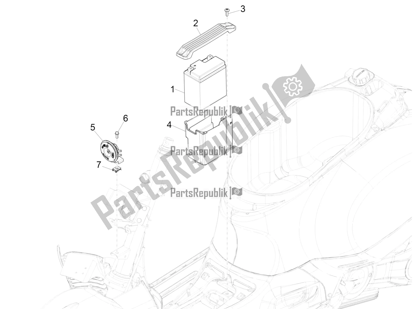 All parts for the Remote Control Switches - Battery - Horn of the Vespa GTS 150 Super 3V IE ABS 2018