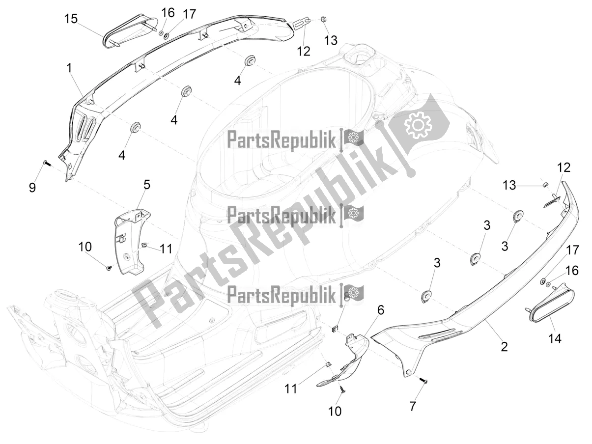 Toutes les pièces pour le Couvercle Latéral - Spoiler du Vespa GTS 150 Super 3V IE ABS 2018