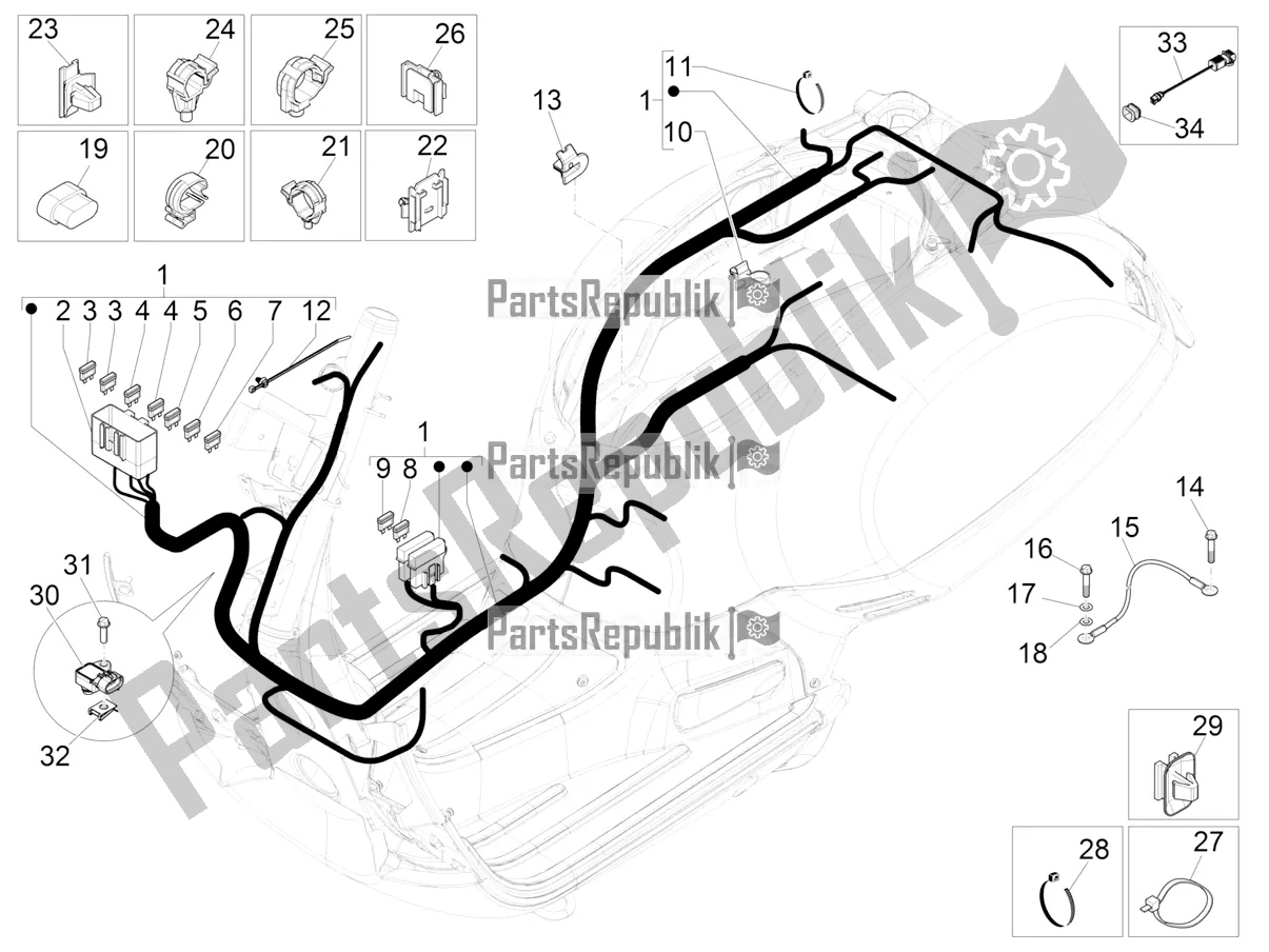 Toutes les pièces pour le Faisceau De Câbles Principal du Vespa GTS 150 Super 3V IE ABS 2019