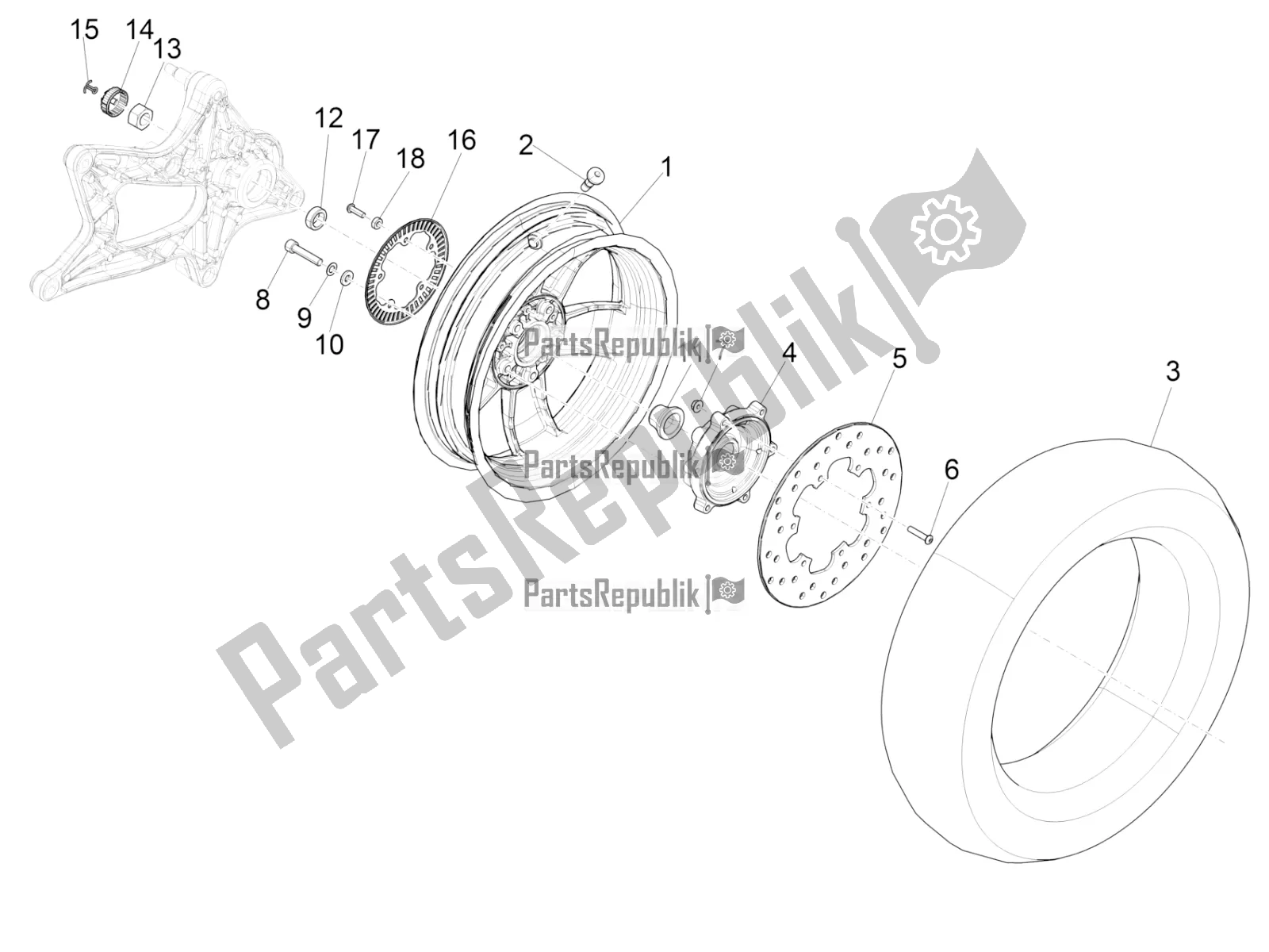 Toutes les pièces pour le Roue Arrière du Vespa GTS 150 Super 3V IE ABS 2019