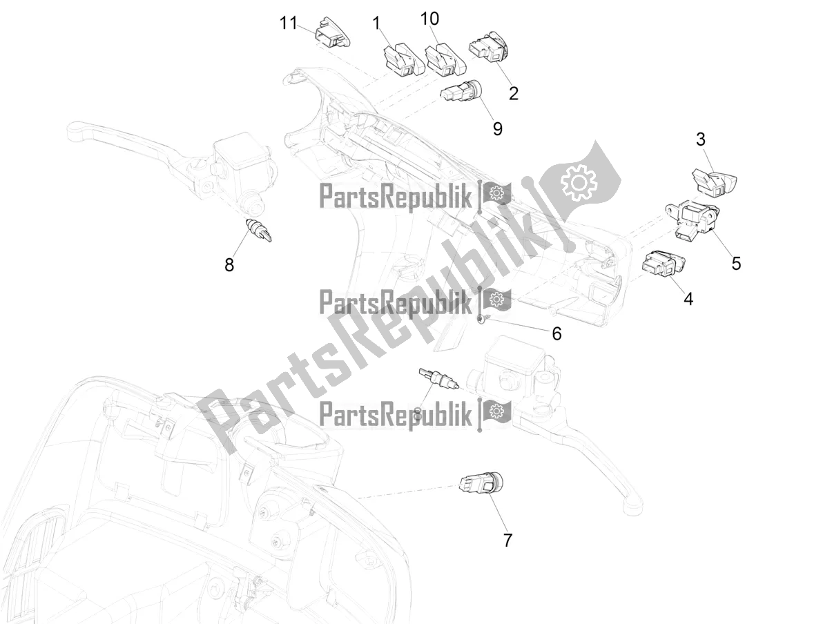 Toutes les pièces pour le Sélecteurs - Interrupteurs - Boutons du Vespa GTS 150 Super 3V IE ABS 2019