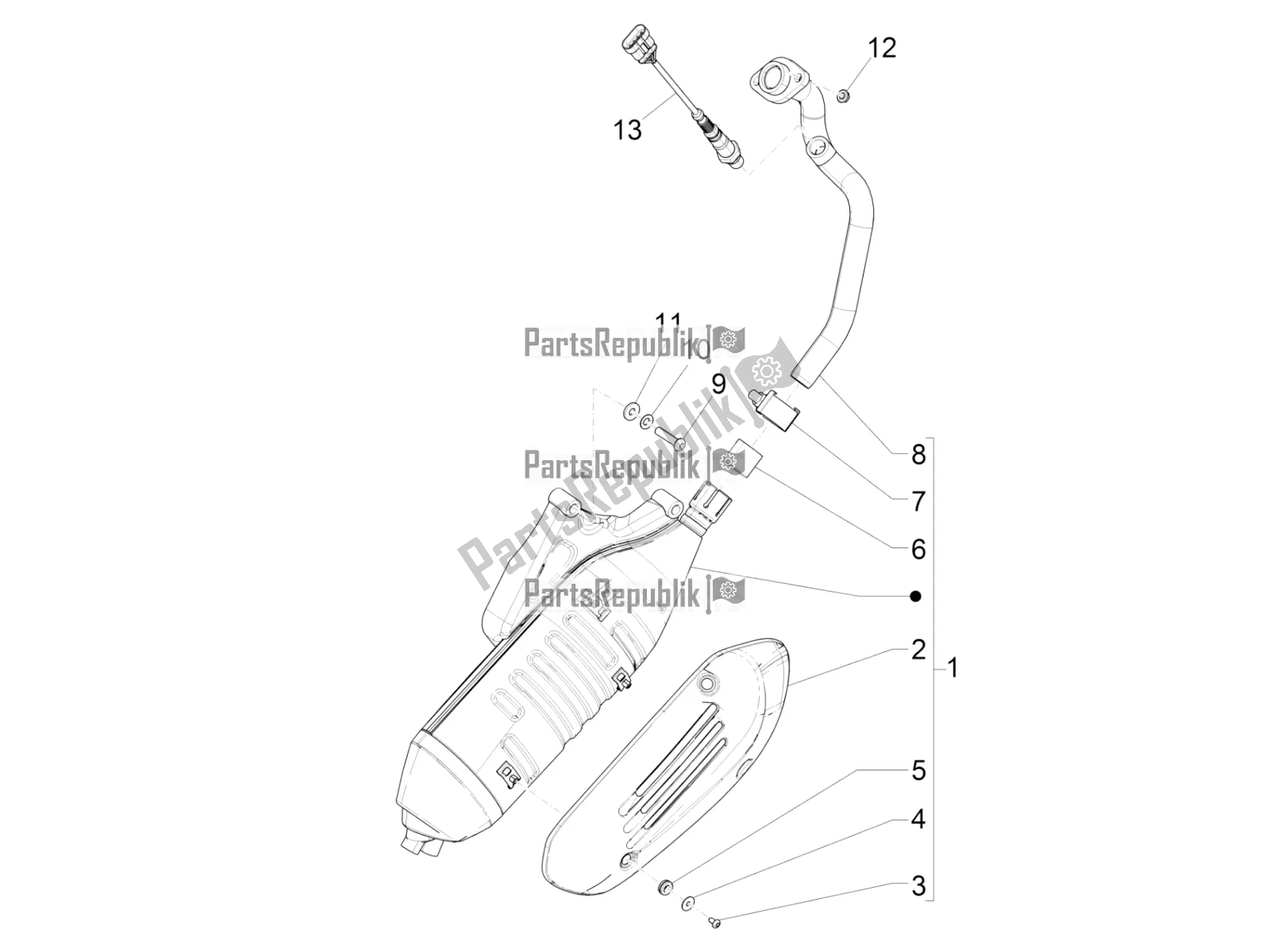 Toutes les pièces pour le Silencieux du Vespa GTS 150 Super 3V IE ABS 2019