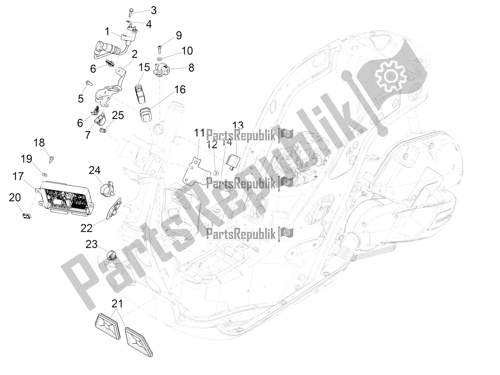 Tutte le parti per il Regolatori Di Tensione - Centraline Elettroniche (ecu) - H. T. Bobina del Vespa GTS 150 Super 3V IE ABS 2019