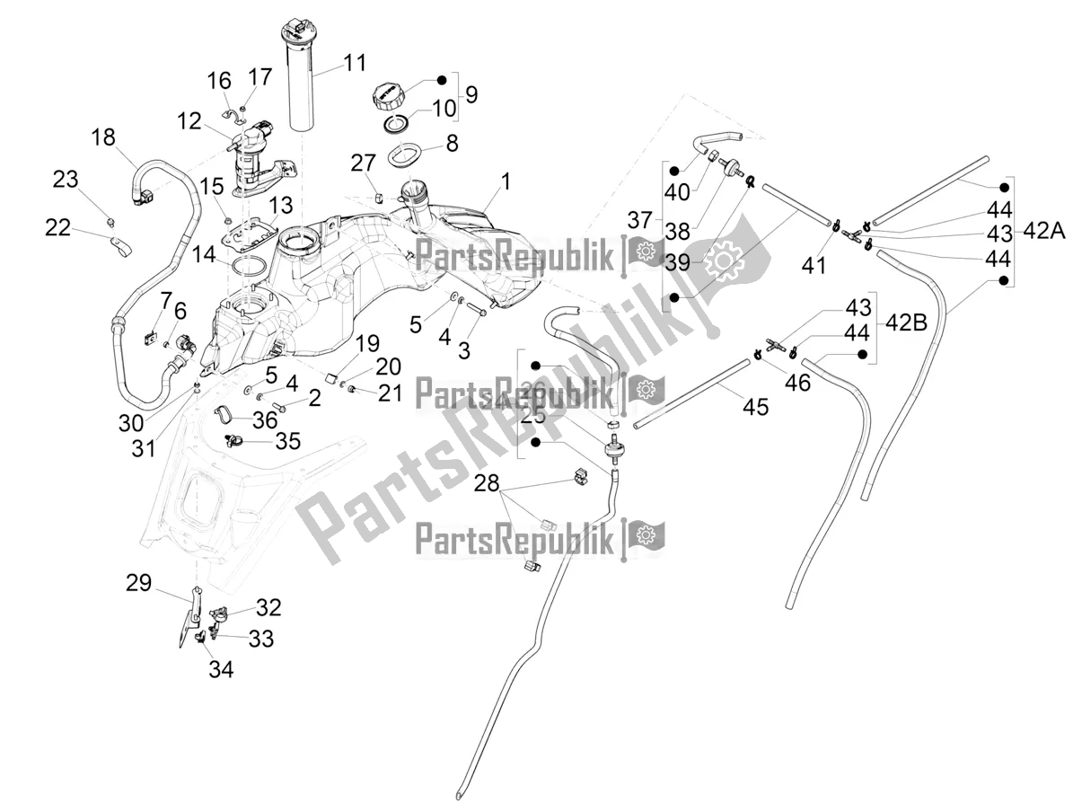 Todas las partes para Depósito De Combustible de Vespa GTS 150 Super-Super Sport ABS Apac 2017