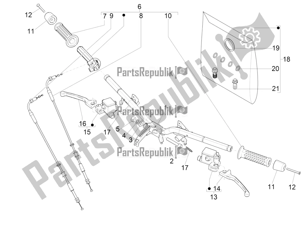 All parts for the Handlebars - Master Cil. Of the Vespa GTS 150 Super-Super Sport ABS Apac 2017