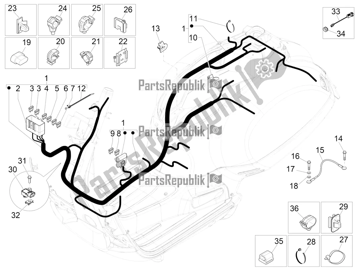 Toutes les pièces pour le Faisceau De Câbles Principal du Vespa GTS 150 Super-Super Sport ABS Apac 2017