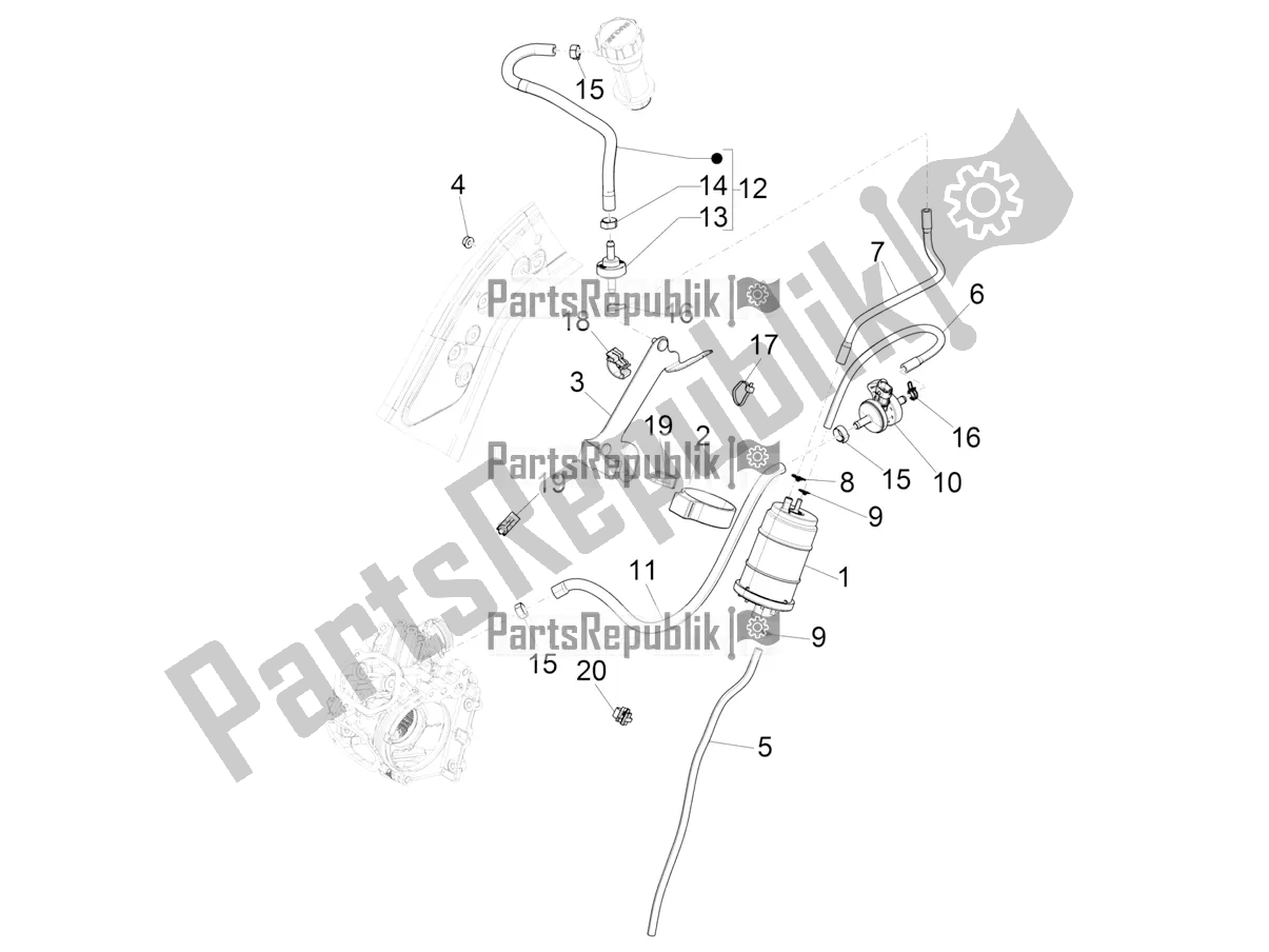 Toutes les pièces pour le Système Anti-percolation du Vespa GTS 150 Super-Super Sport ABS Apac 2018