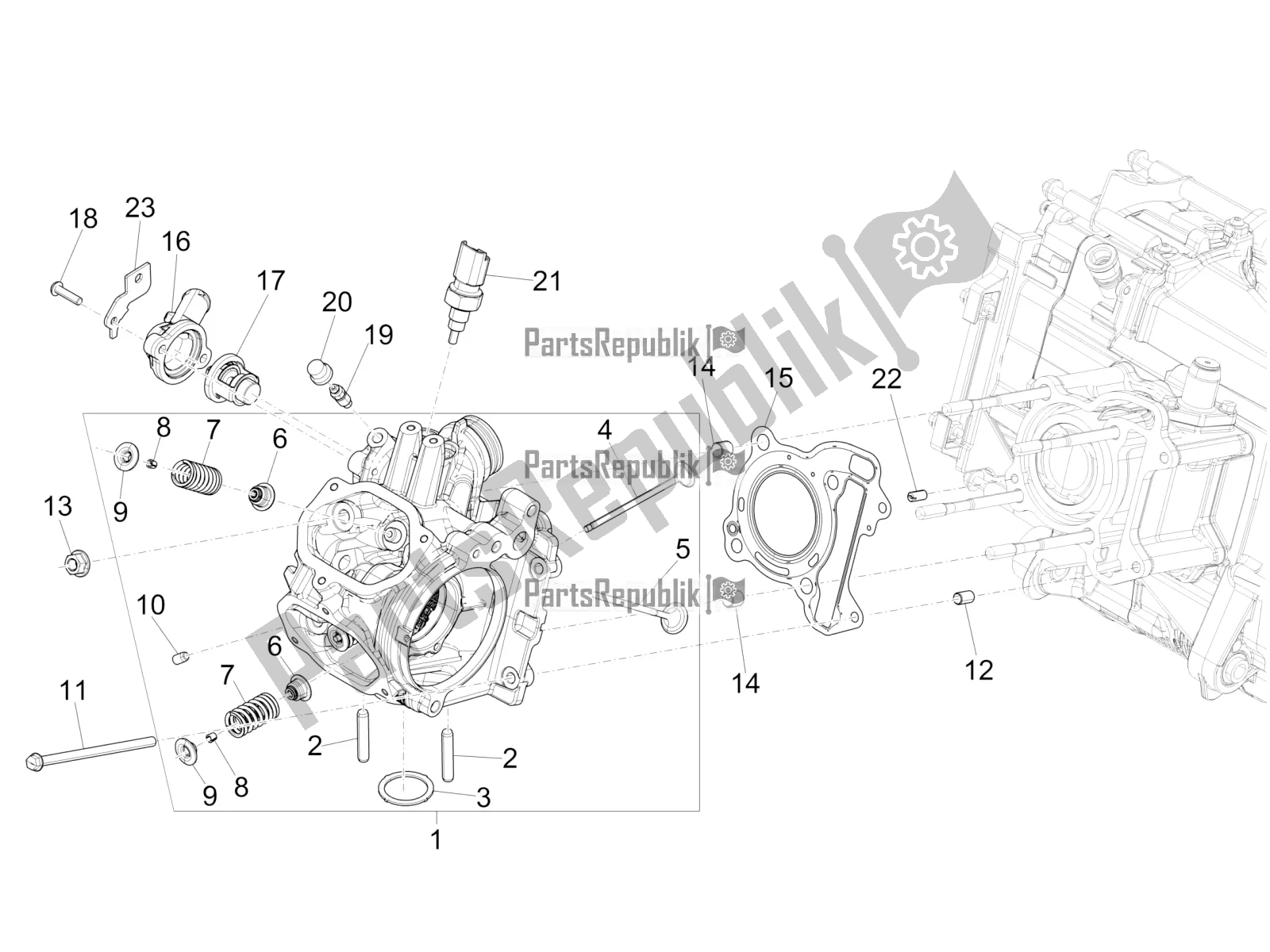 Todas las partes para Cylinder Head Unit - Valve de Vespa GTS 150 Super-Super Sport ABS Apac 2018