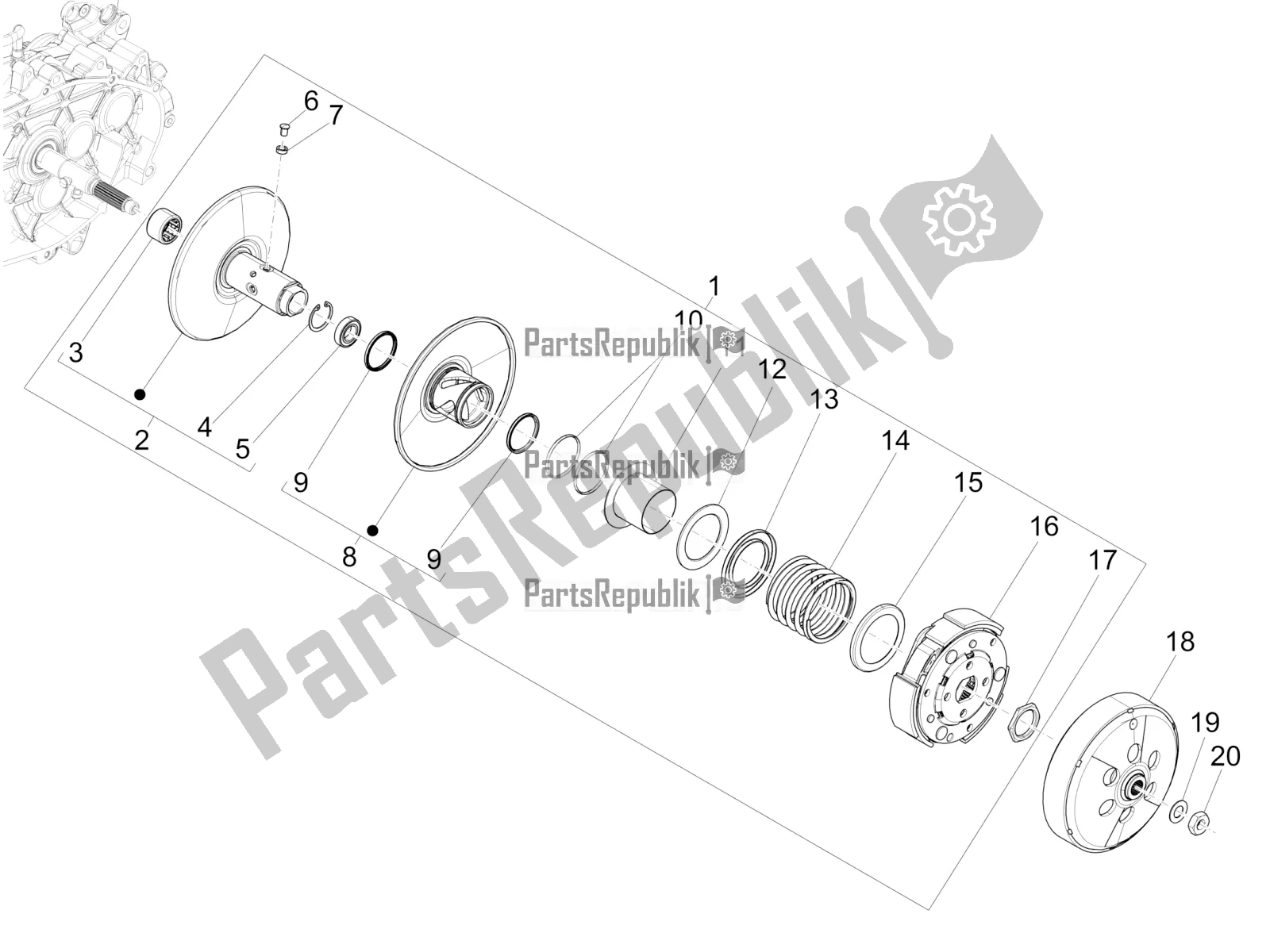 Todas las partes para Polea Conducida de Vespa GTS 150 Super-Super Sport ABS Apac 2018
