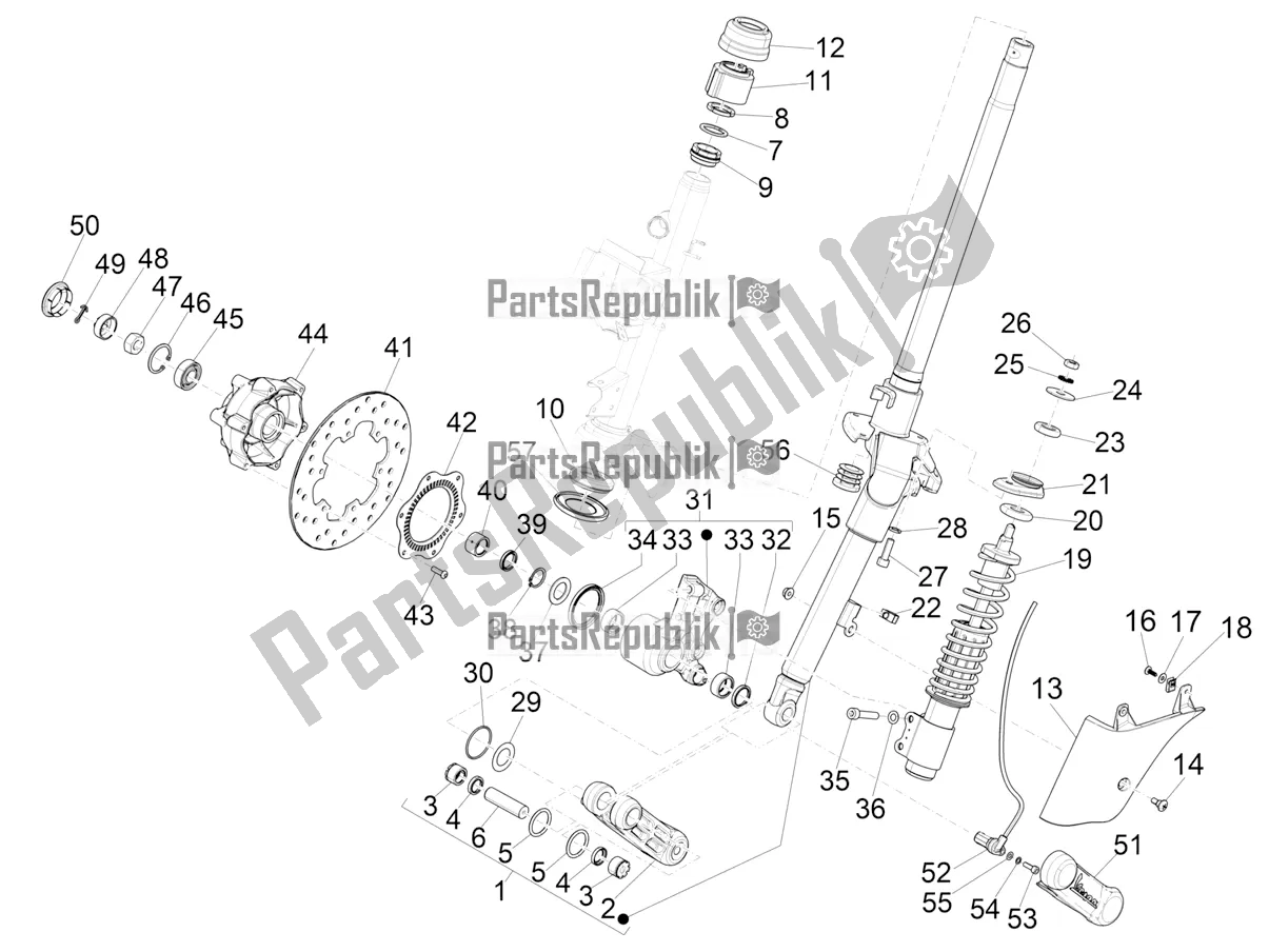 Toutes les pièces pour le Fourche / Tube De Direction - Palier De Direction du Vespa GTS 150 Super-Super Sport ABS Apac 2018