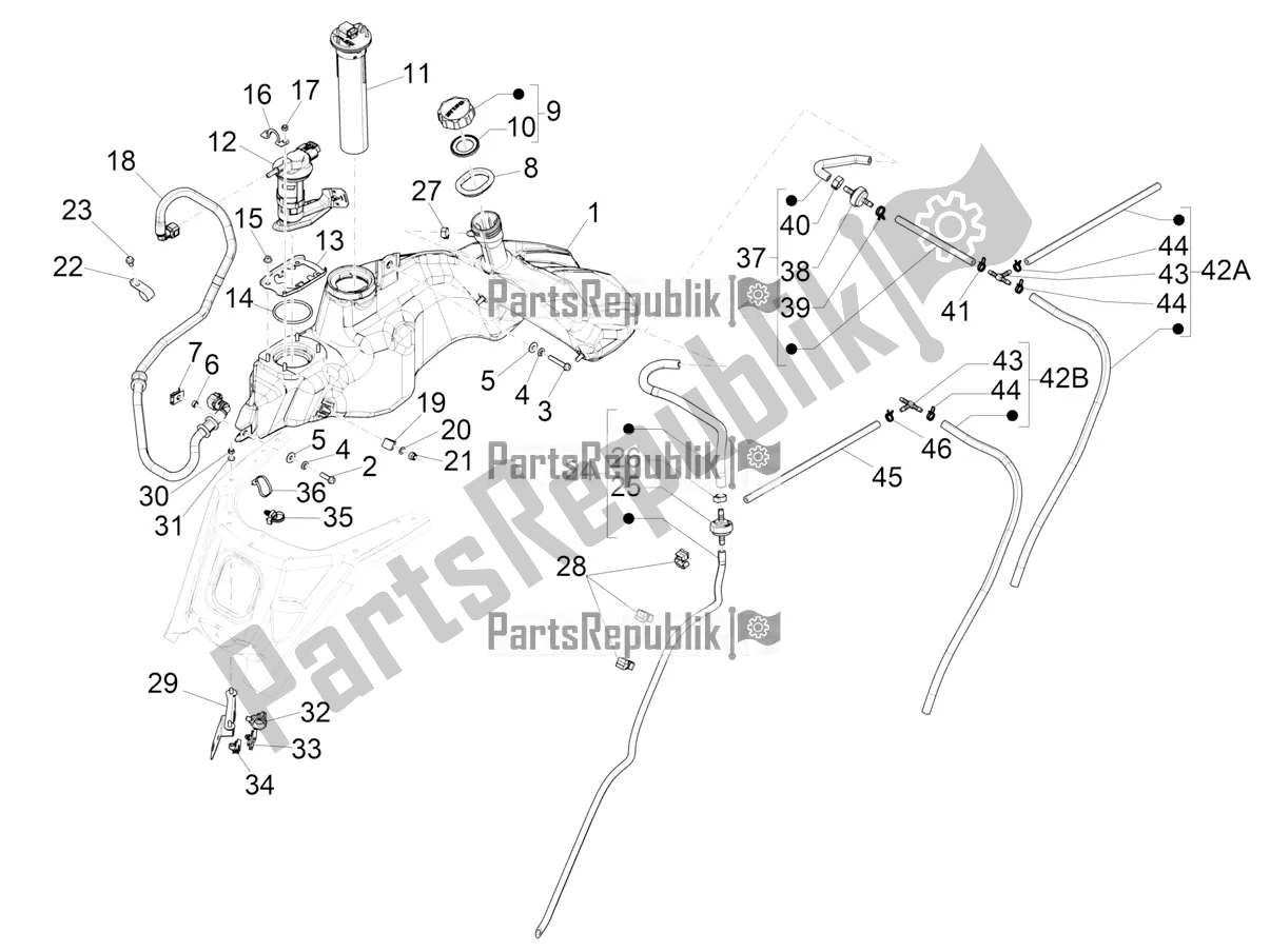 Todas las partes para Depósito De Combustible de Vespa GTS 150 Super-Super Sport ABS Apac 2018