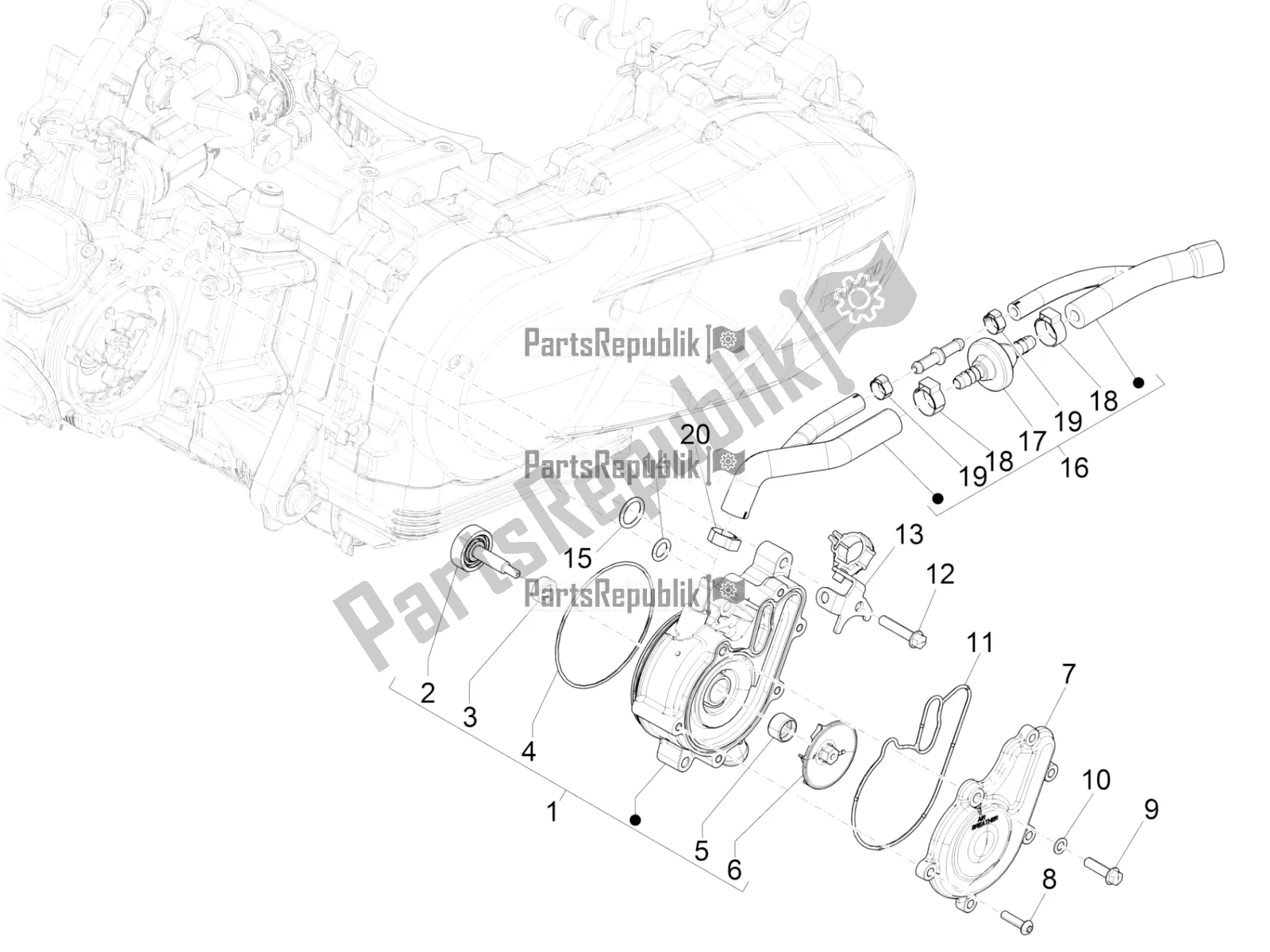 Todas las partes para Bomba De Enfriamiento de Vespa GTS 150 Super-Super Sport ABS Apac 2019