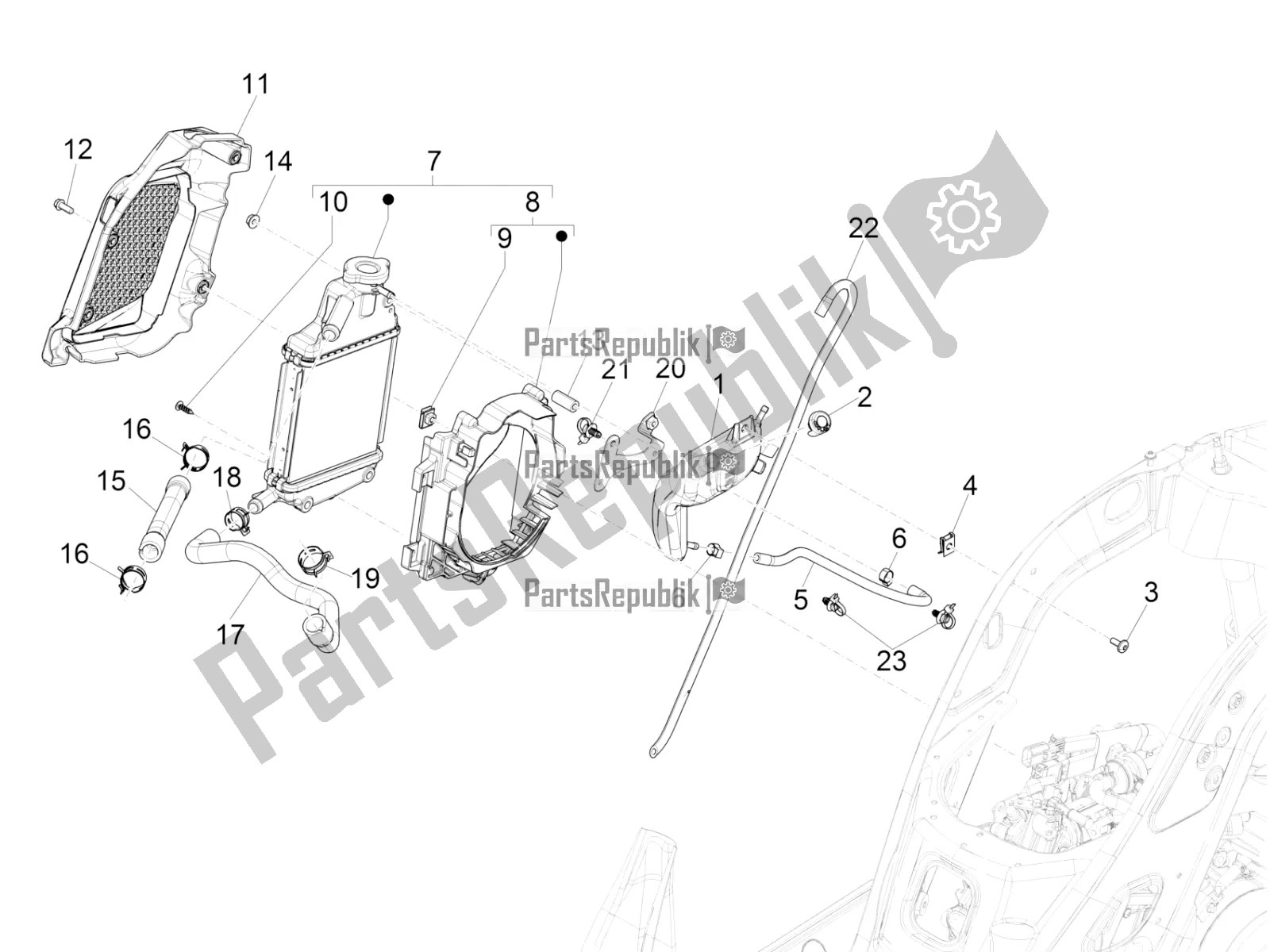 Toutes les pièces pour le Système De Refroidissement du Vespa GTS 150 Super-Super Sport ABS Apac 2019