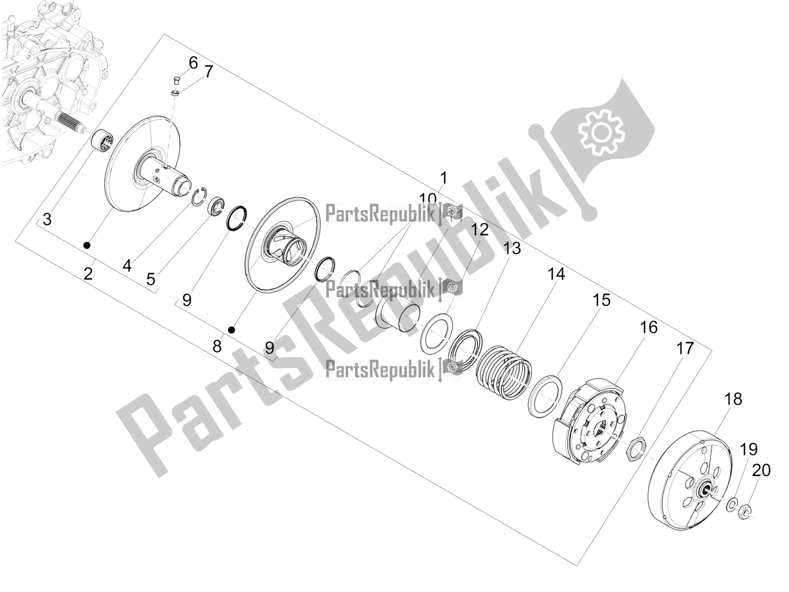 Toutes les pièces pour le Poulie Menée du Vespa GTS 150 Super-Super Sport ABS Apac 2019