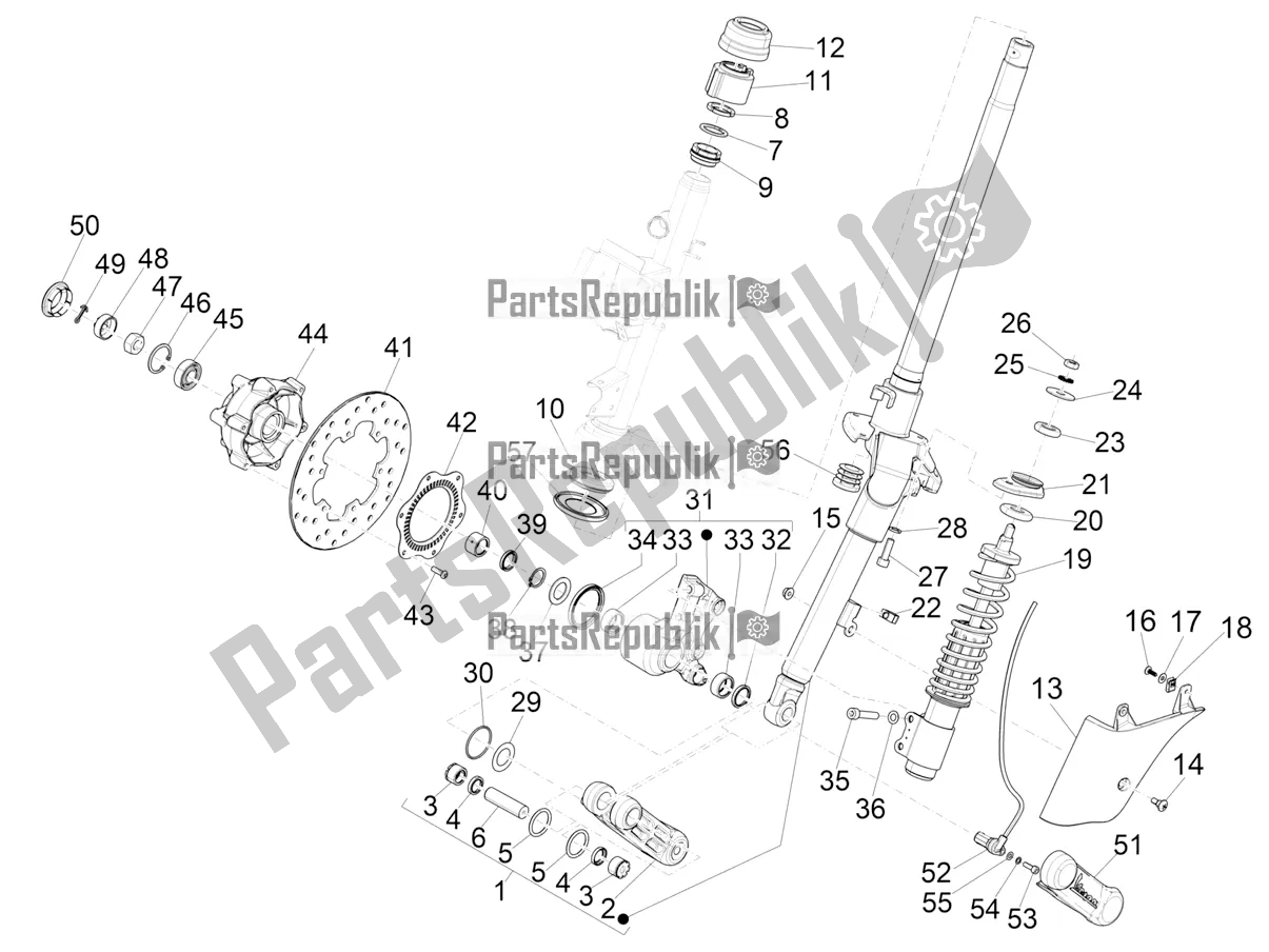 Todas las partes para Horquilla / Tubo De Dirección - Unidad De Rodamiento De Dirección de Vespa GTS 150 Super-Super Sport ABS Apac 2019