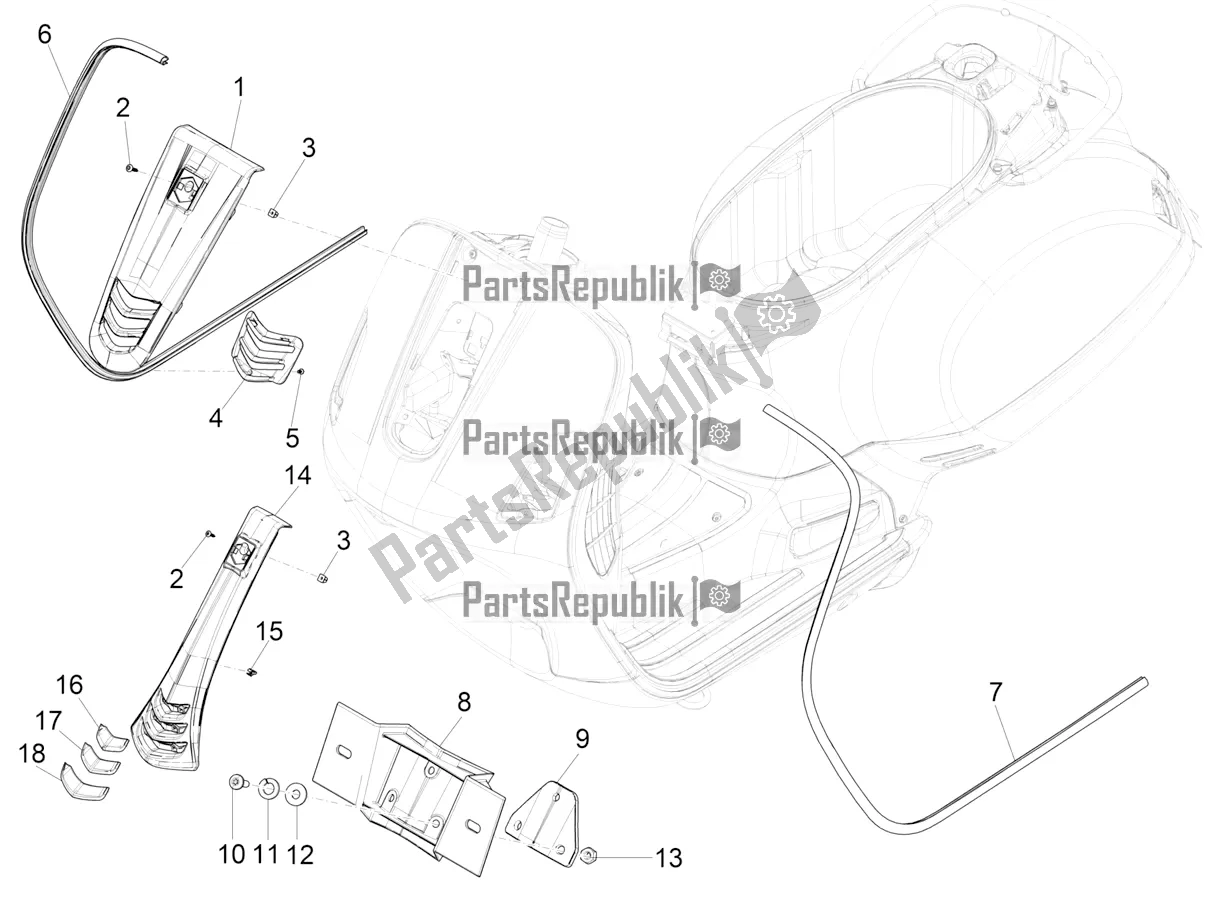 Tutte le parti per il Scudo Anteriore del Vespa GTS 150 Super-Super Sport ABS Apac 2019