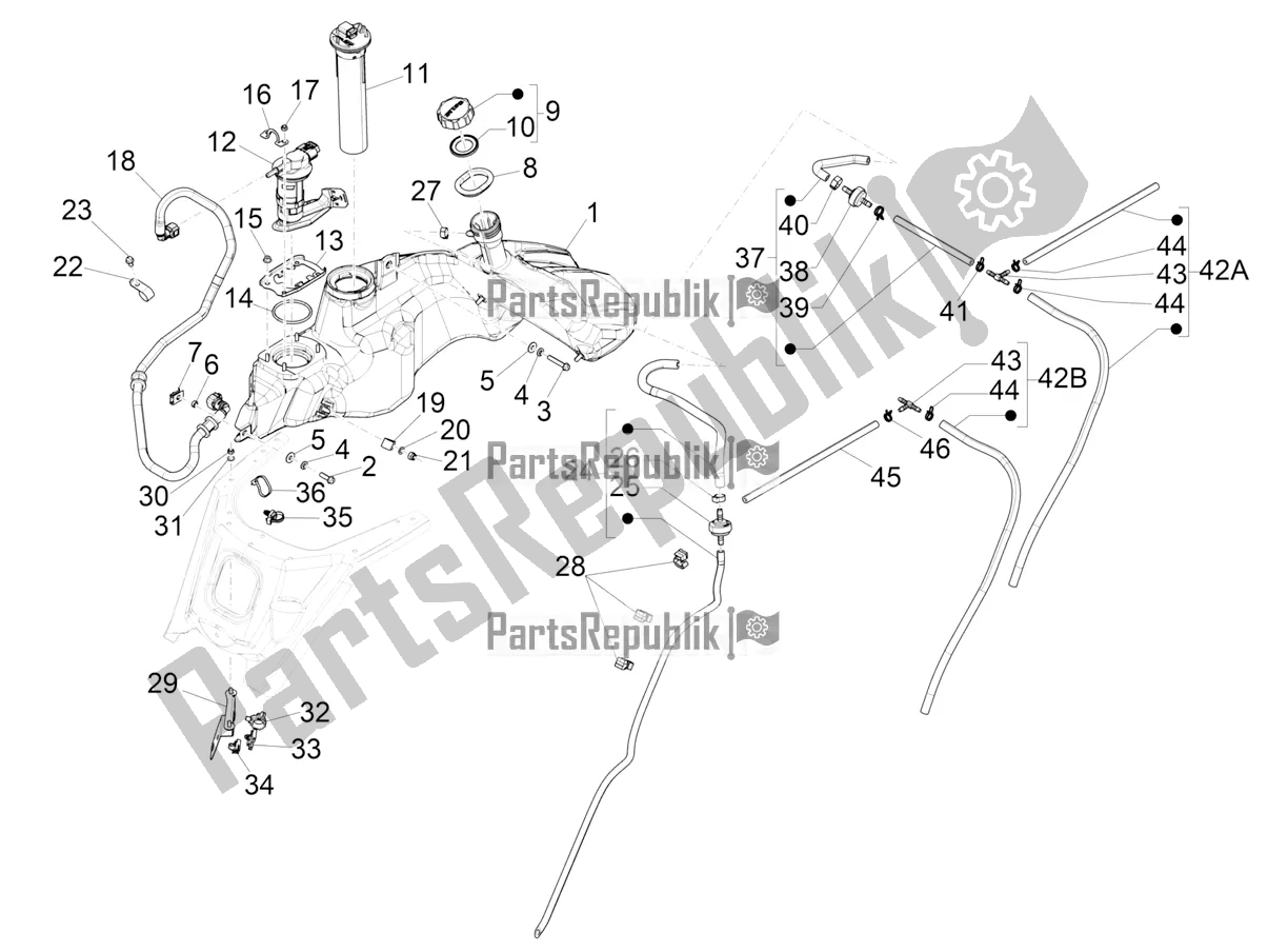 Todas las partes para Depósito De Combustible de Vespa GTS 150 Super-Super Sport ABS Apac 2019