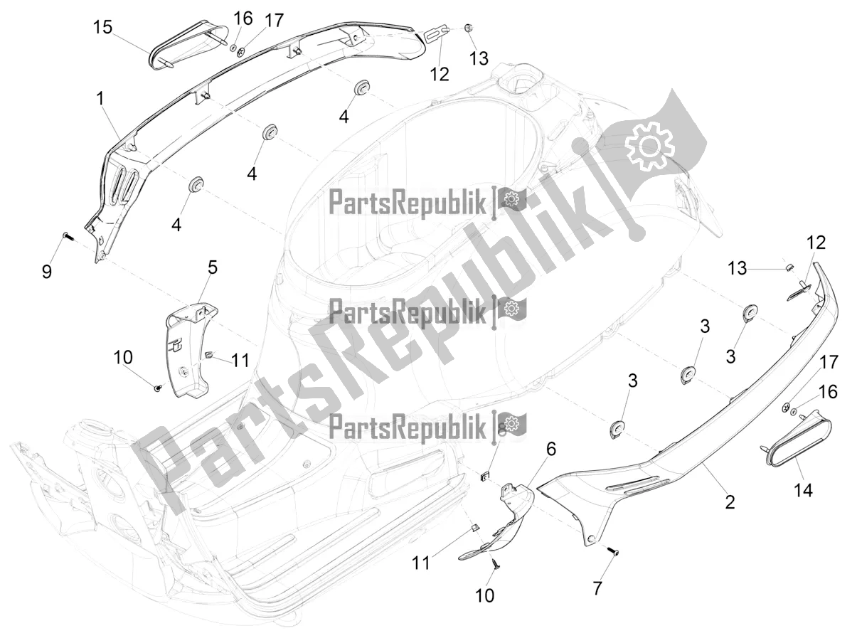 Toutes les pièces pour le Couvercle Latéral - Spoiler du Vespa GTS 150 Super-Super Sport ABS Apac 2019