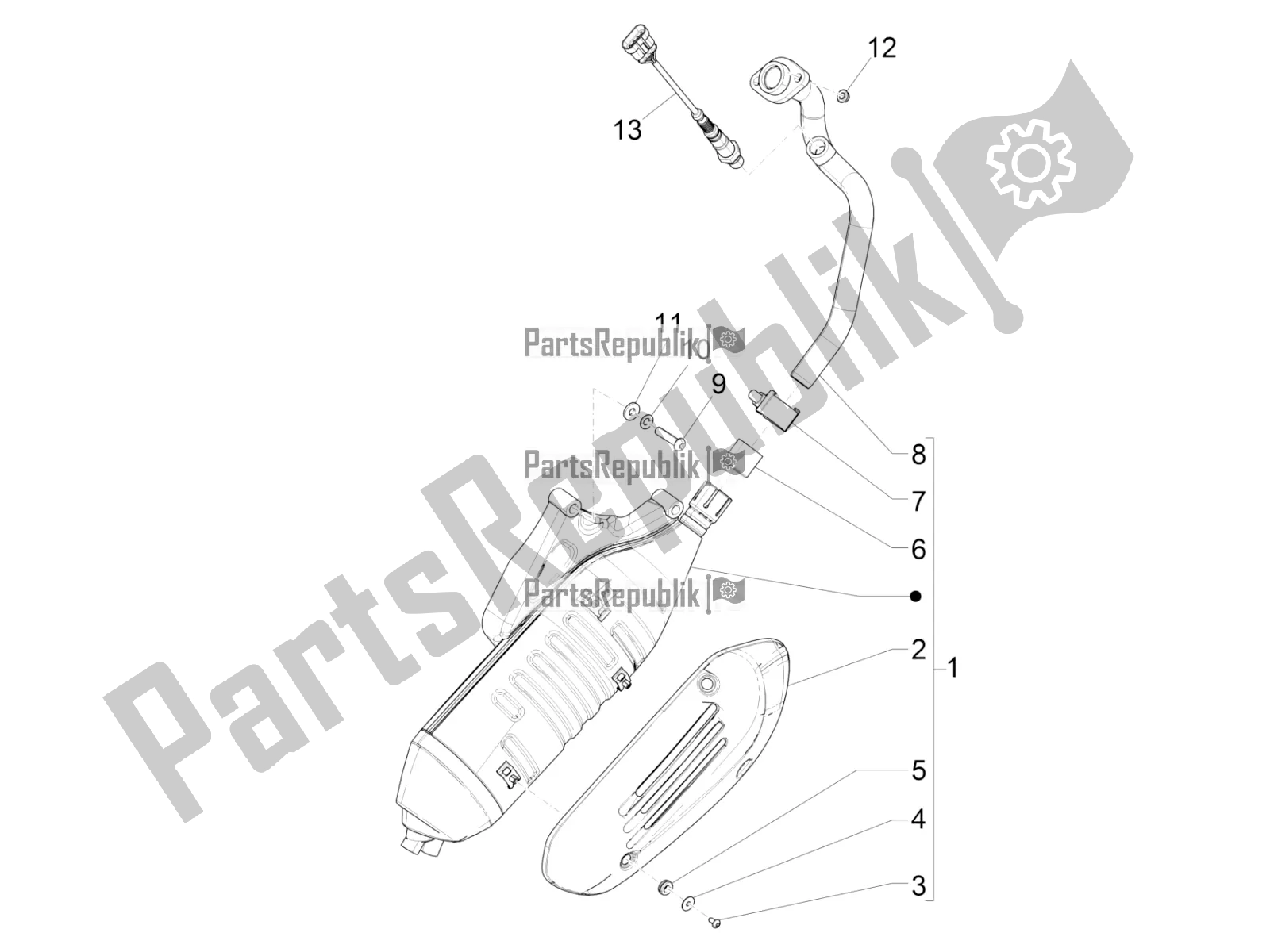 All parts for the Silencer of the Vespa GTS 150 Super-Super Sport ABS Apac 2019