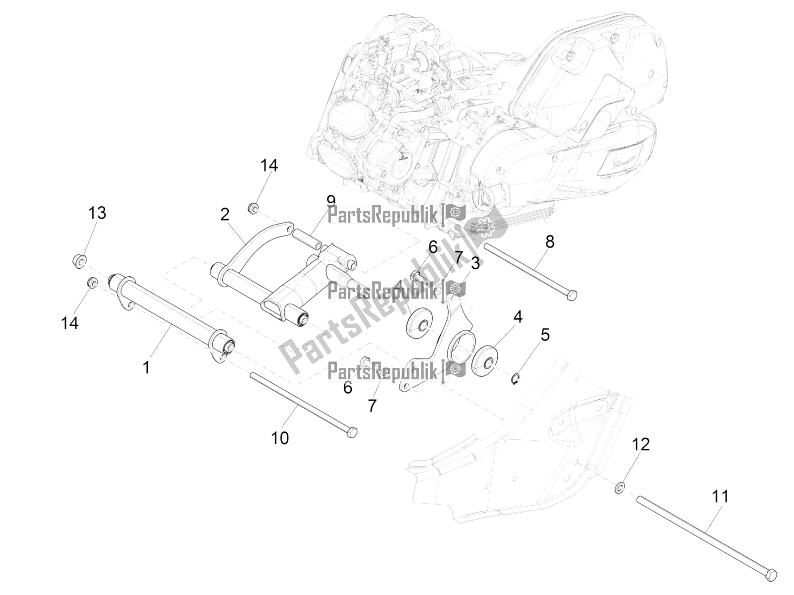 Todas las partes para Brazo Oscilante de Vespa GTS 150 Super-Super Sport ABS Apac 2019