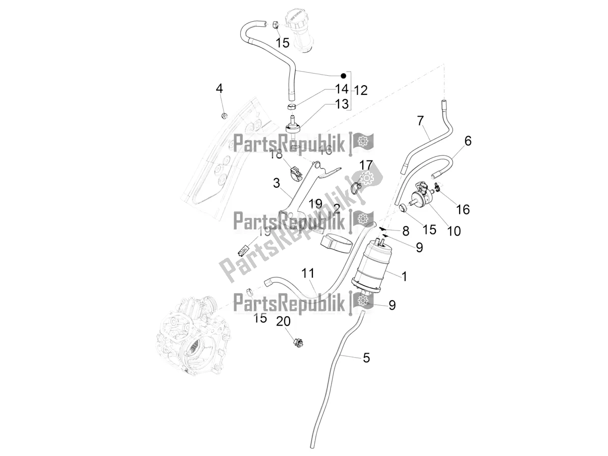 Toutes les pièces pour le Système Anti-percolation du Vespa GTS 150 Super-Super Sport ABS Apac 2020